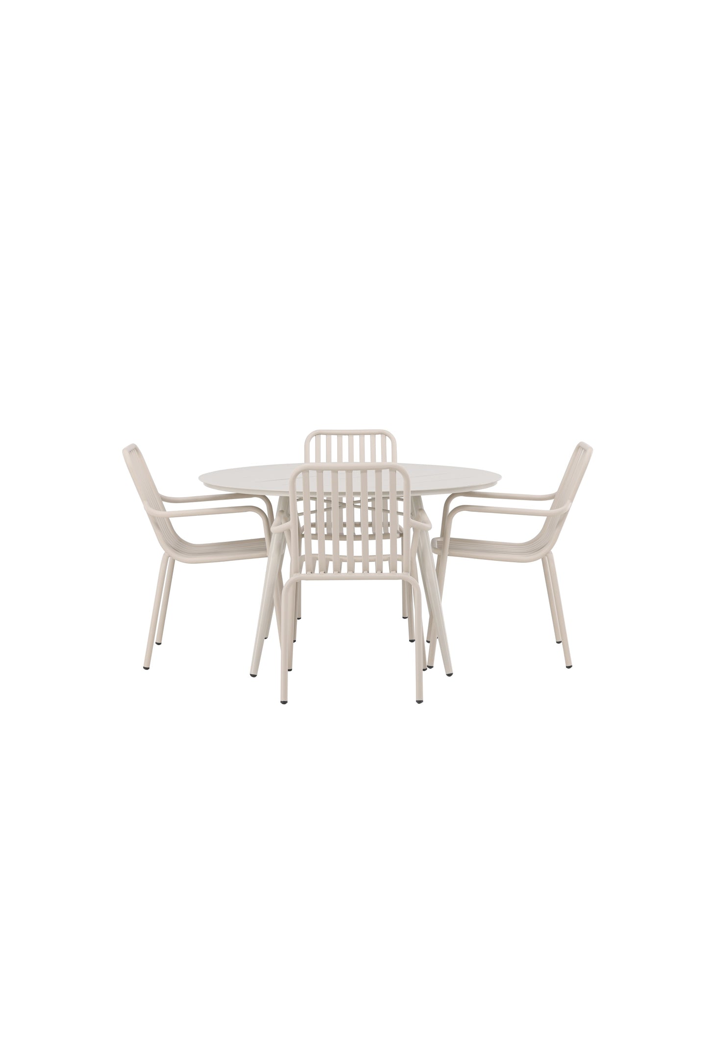 Lia - Spisebord, Beige - Rundt 120 cm + Pekig stol Aluminium - Beige