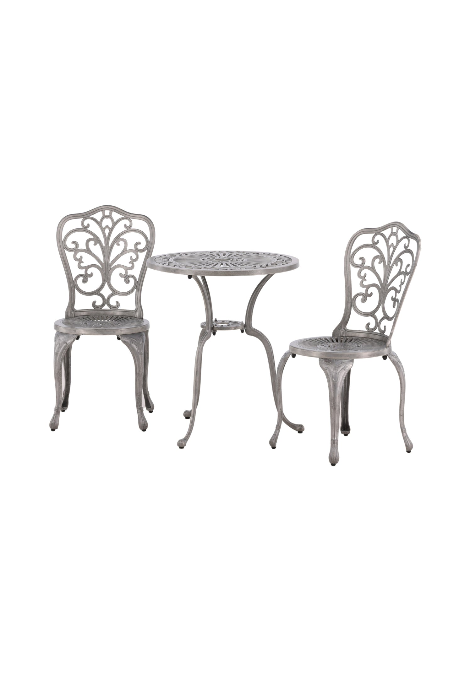 Nogi Cafetset Aluminium - Sølv / 2 stols + table rund ø60**