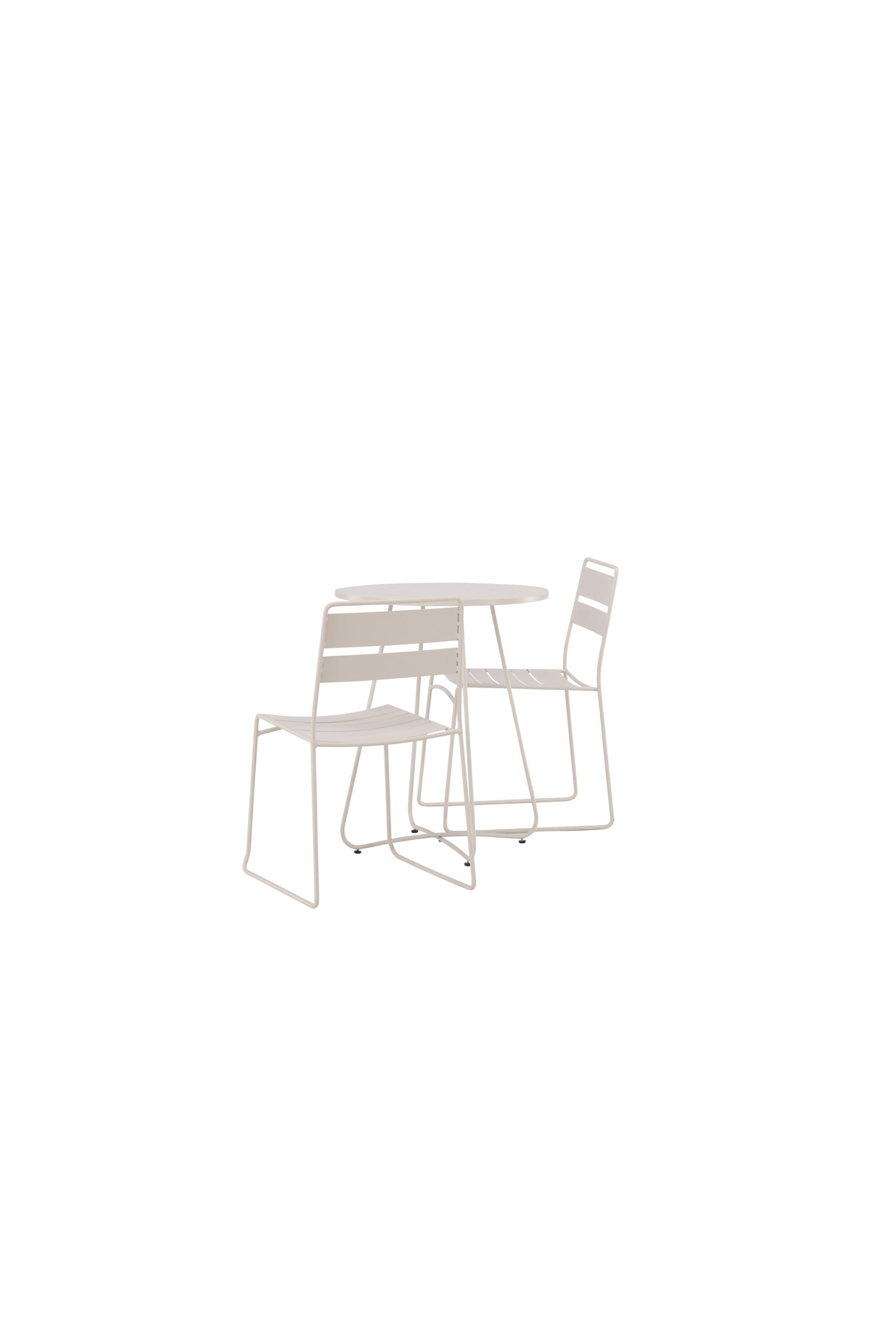 Bacong - Cafébord, Stål - Beige / Rundt ø60** +Lia Spisebordsstol - Beige