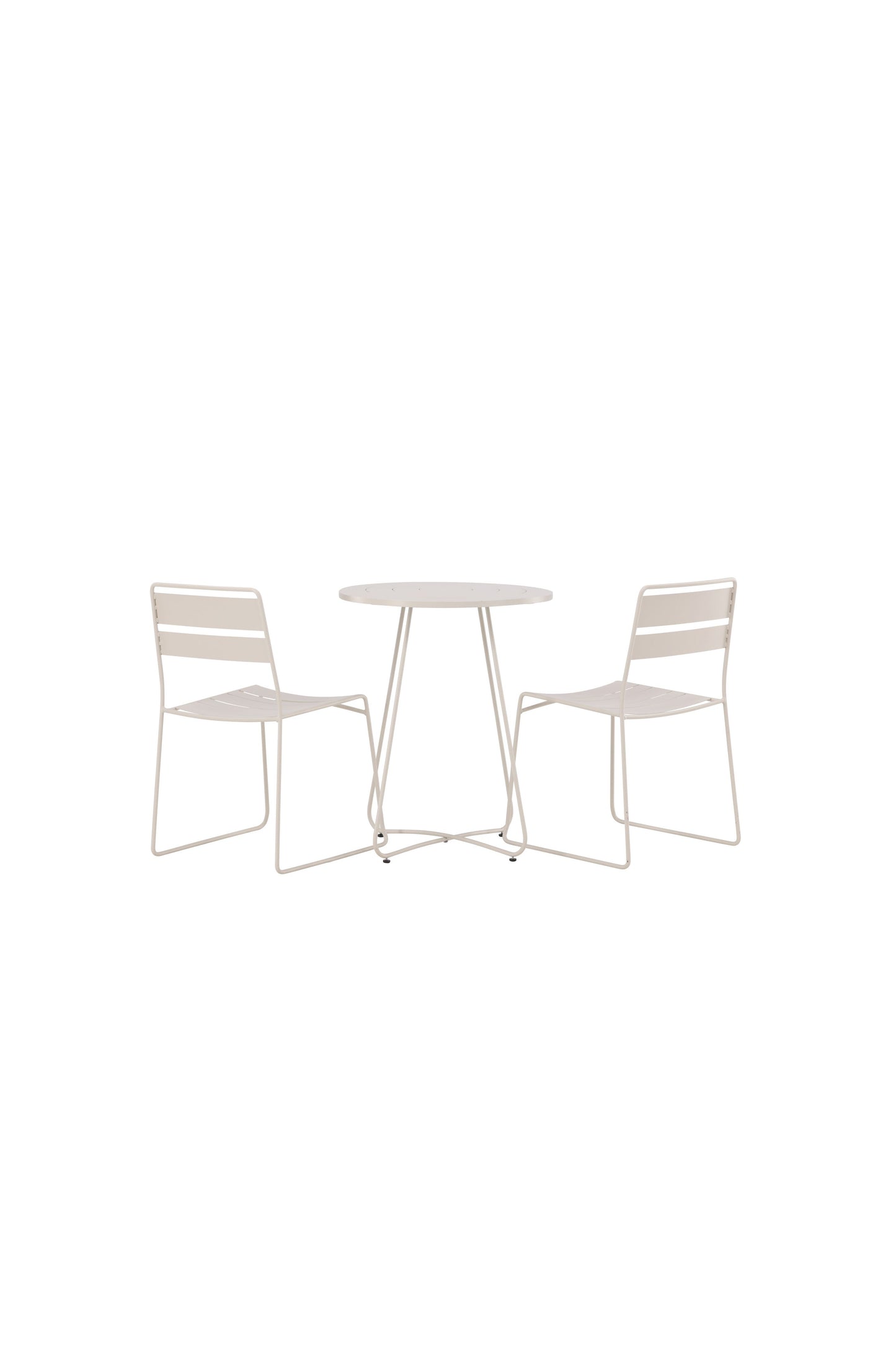 Bacong - Cafébord, Stål - Beige / Rundt ø60** +Lia Spisebordsstol - Beige