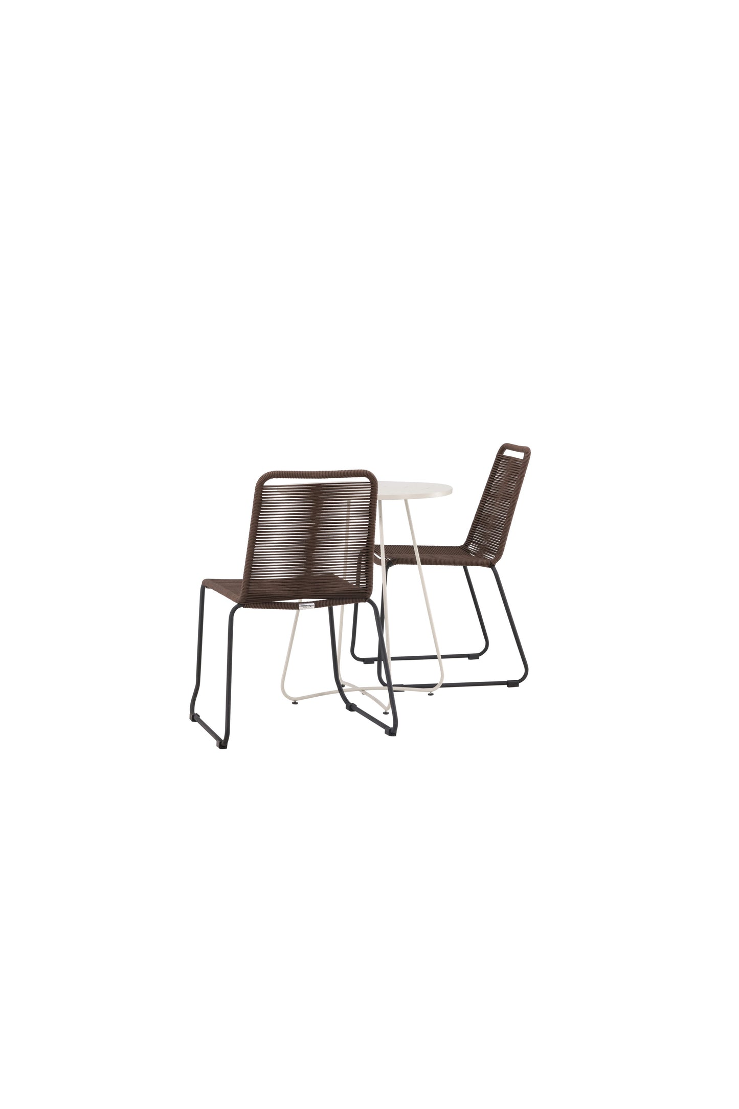 Bacong - Cafébord, Stål - Beige / Rundt ø60** +Lidos stol Aluminium - Sort