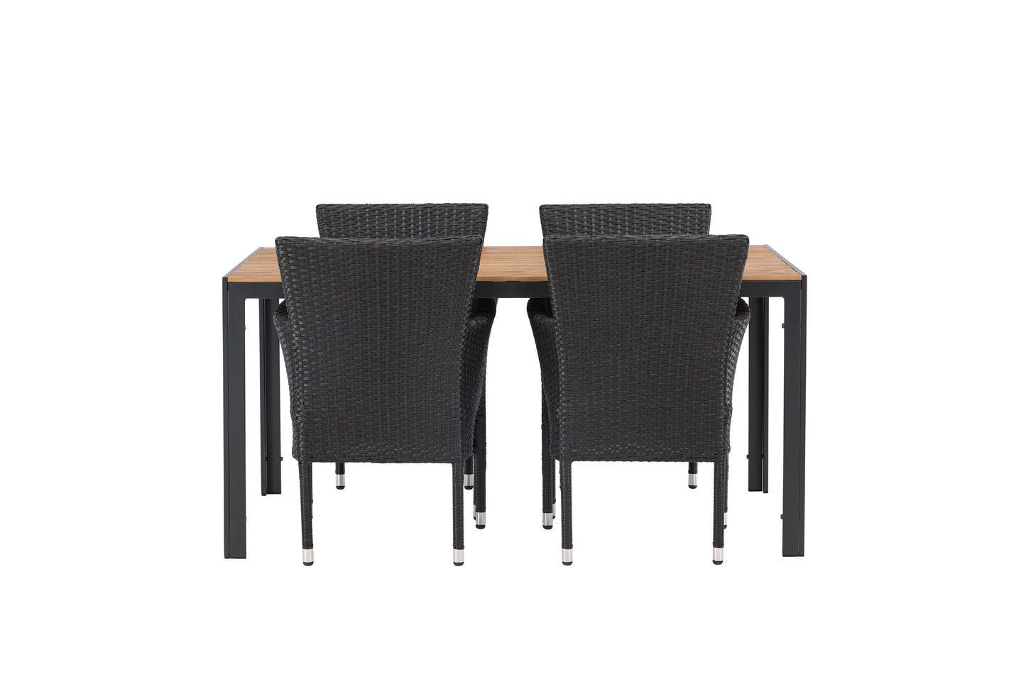 Break - Spisebord, Aluminium - Sort / Natur Rektangulær 90*150* + Malia stol Aluminium - Sort / flet