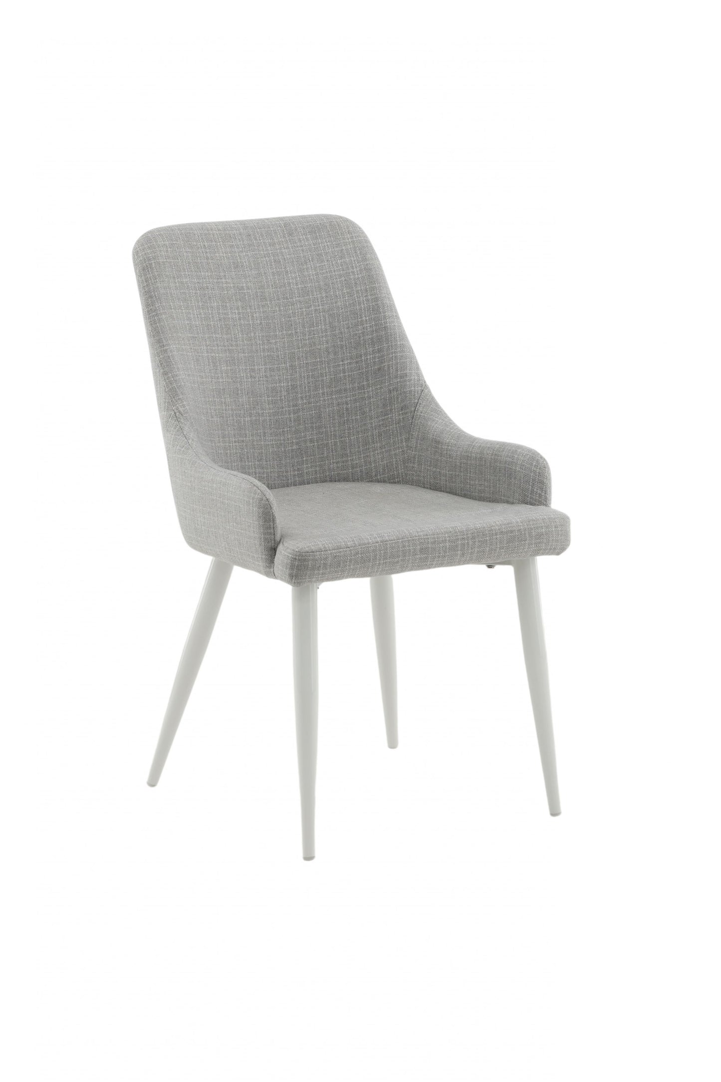 Plaza Spisebordsstol - Hvide ben - Lysegråt stof