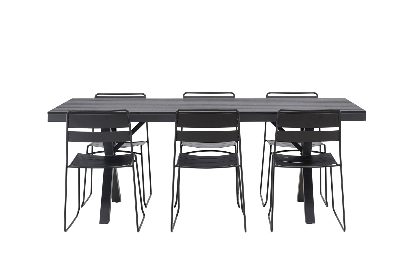Garcia - Spisebord, Aluminium - Sort / Rektangulær 100*200* + Lia Spisebordsstol - Sort