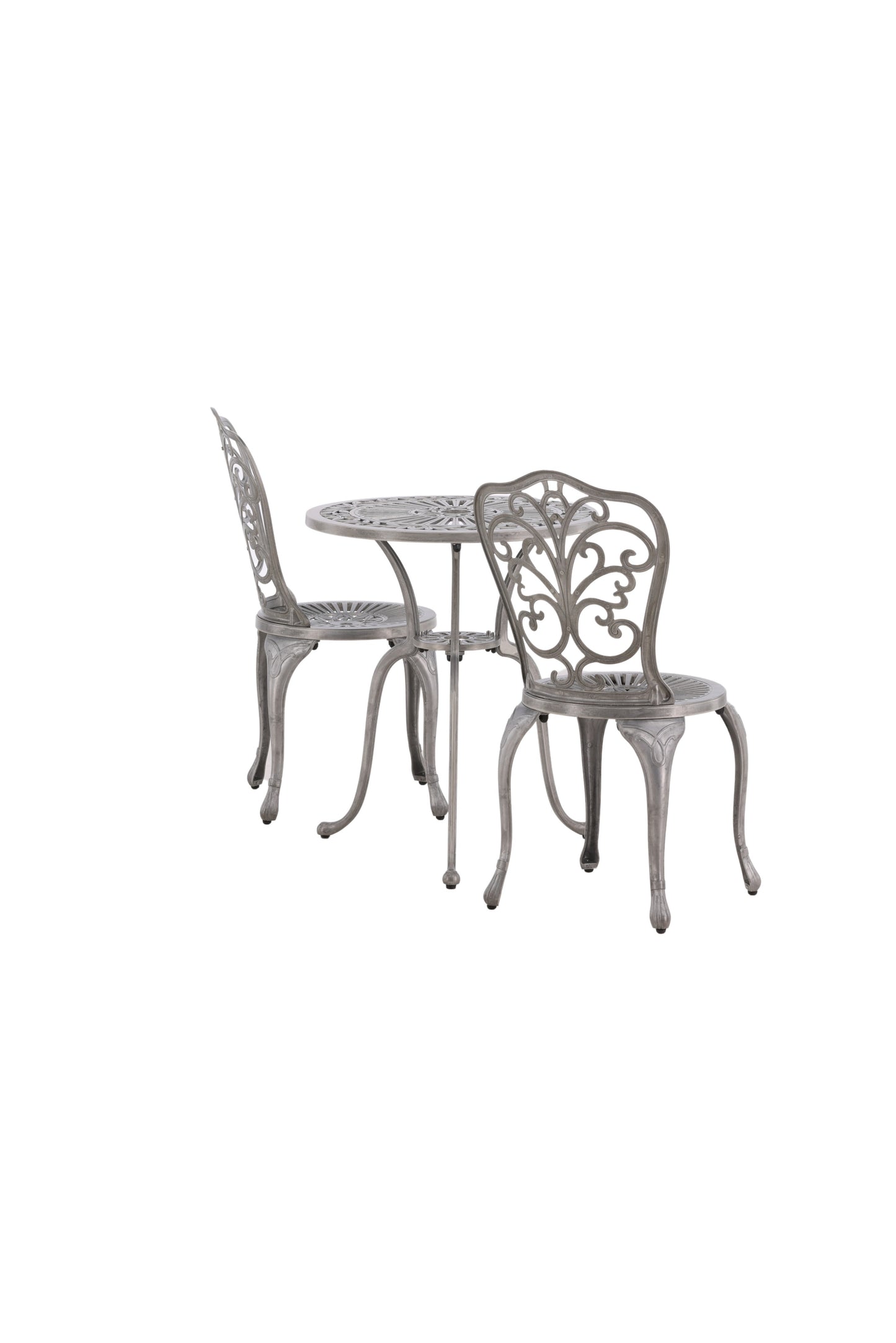 Nogi Cafetset Aluminium - Sølv / 2 stols + table rund ø60**