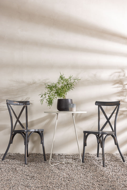 Bacong - Cafébord, Stål - Beige / Rundt ø60** + Tablas stol Aluminium - Sort