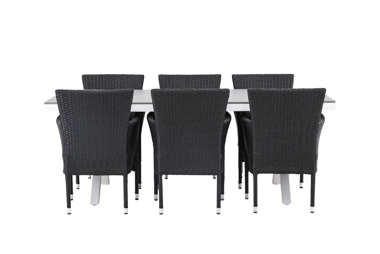 Garcia - Spisebord, Aluminium - Hvid / Lysegrå Nonwood / Rektangulær 100*200* + Malia stol Aluminium - Sort / flet