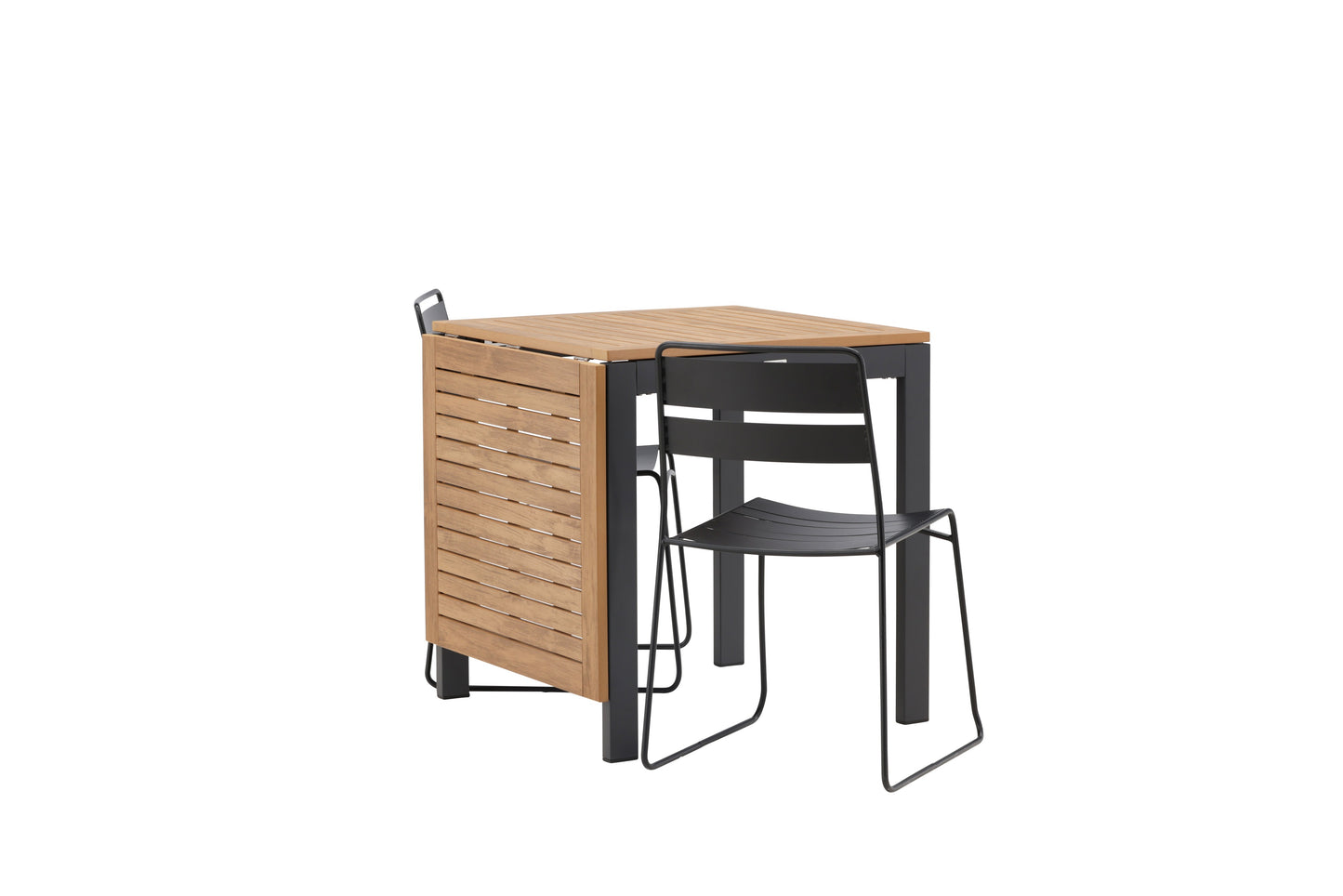 Diego - Cafébord, Aluminium - Sort / Brun Nonwood - Rektangulær 70*70/130* + Lia Spisebordsstol - Sort