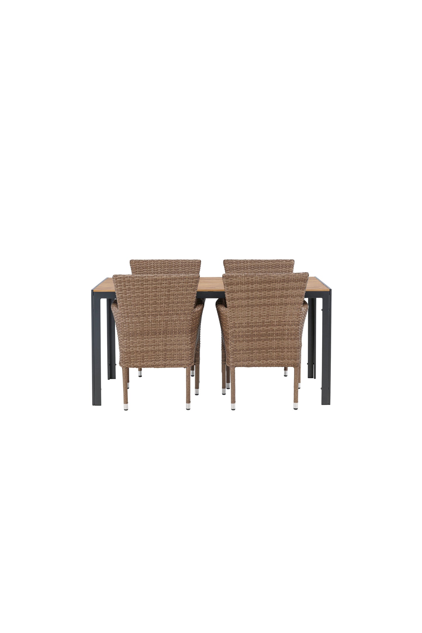 Break - Spisebord, Aluminium - Sort / Natur Rektangulær 90*150* + Malia stol Aluminium - Natur / flet
