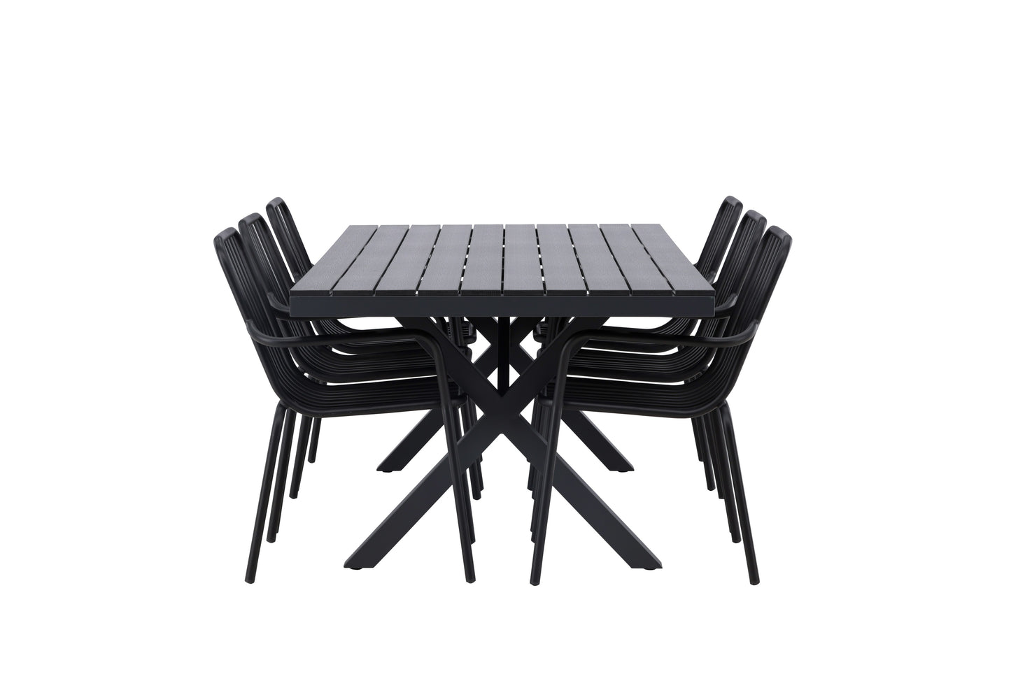 Garcia - Spisebord, Aluminium - Sort / Rektangulær 100*200* + Pekig stol Aluminium - Sort