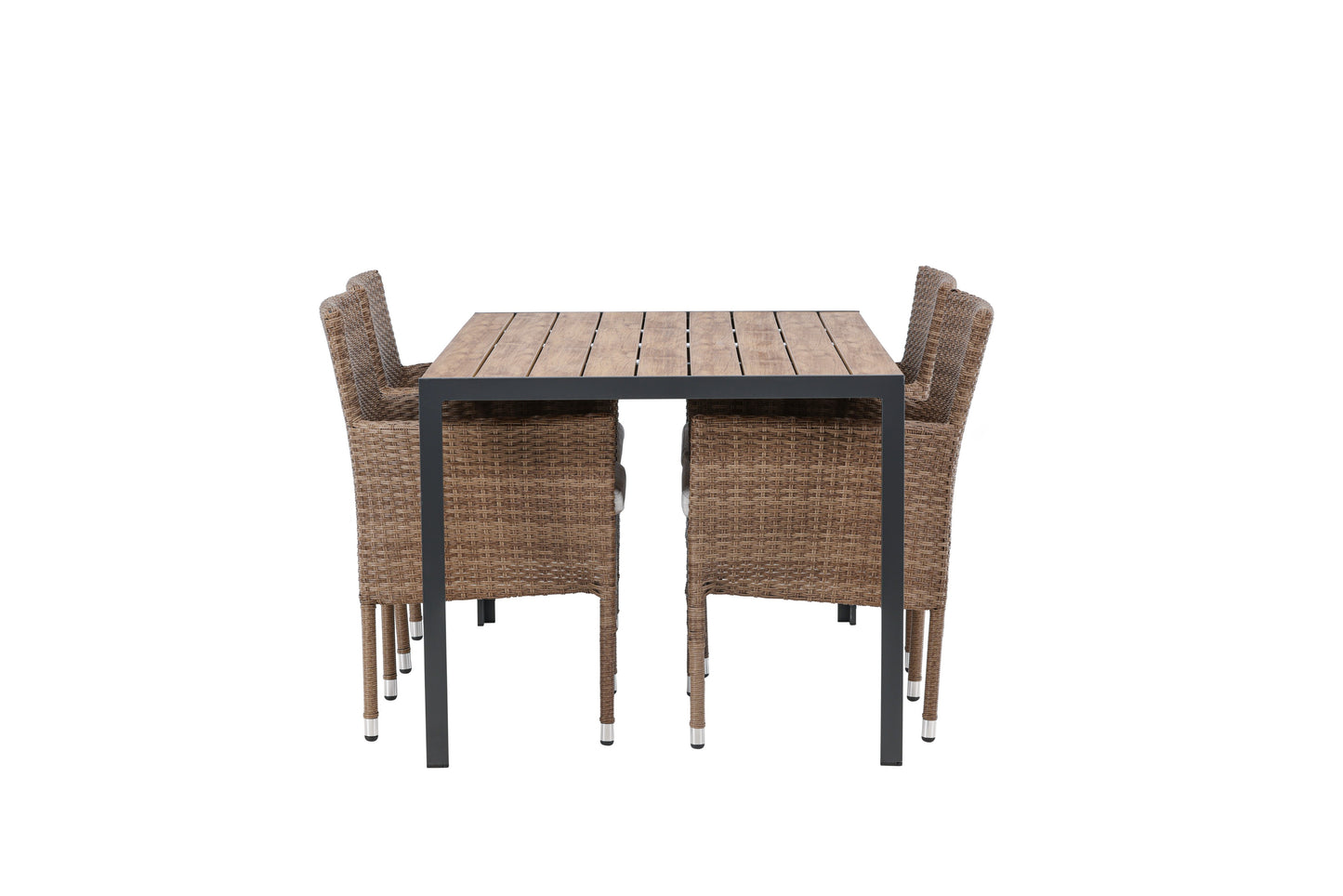 Break - Spisebord, Aluminium - Sort / Natur Rektangulær 90*150* + Malia stol Aluminium - Natur / flet
