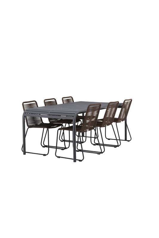 Borneo - Spisebord, Aluminium - Sort / Rektangulær 100*200* + Lidos stol Aluminium - Sort