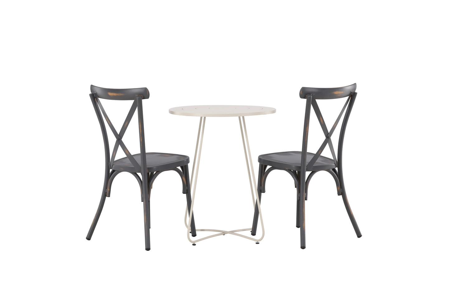 Bacong - Cafébord, Stål - Beige / Rundt ø60** + Tablas stol Aluminium - Sort