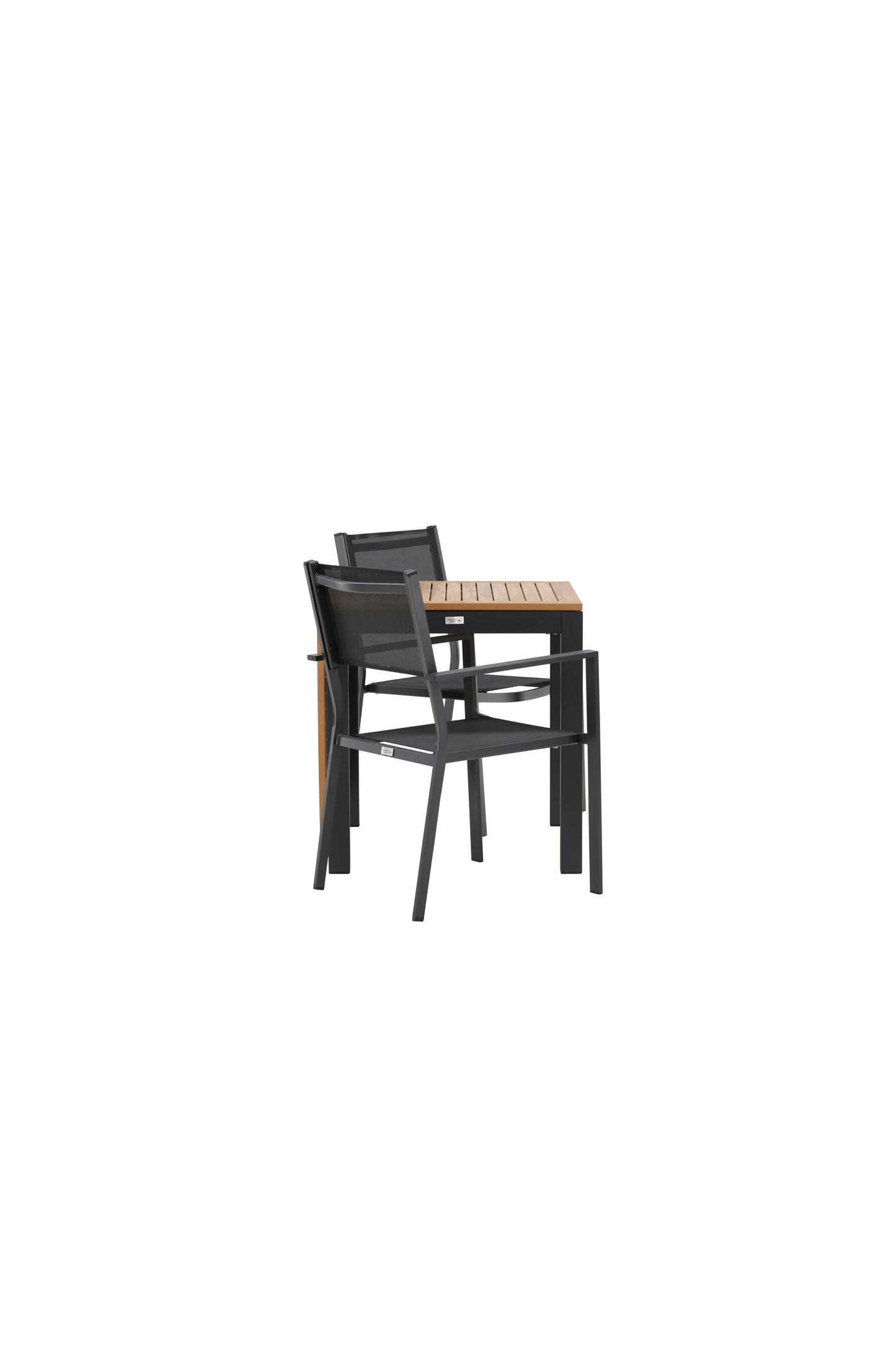 Diego - Cafébord, Aluminium - Sort / Brun Nonwood - Rektangulær 70*70/130* + Copacabana Stabelbar stol - Sort