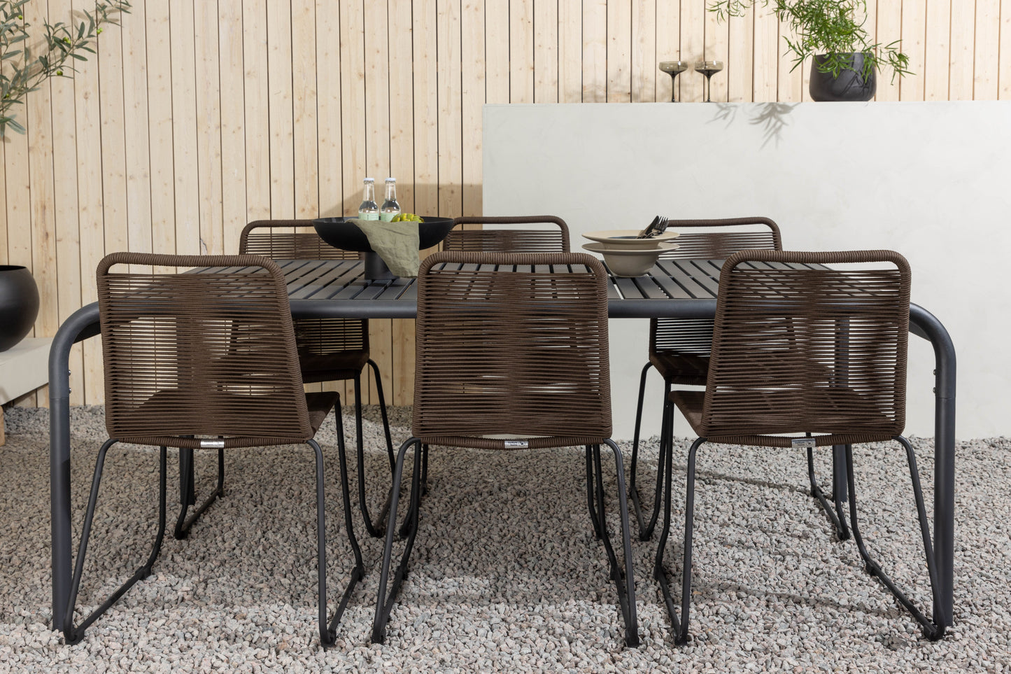 Borneo - Spisebord, Aluminium - Sort / Rektangulær 100*200* + Lidos stol Aluminium - Sort