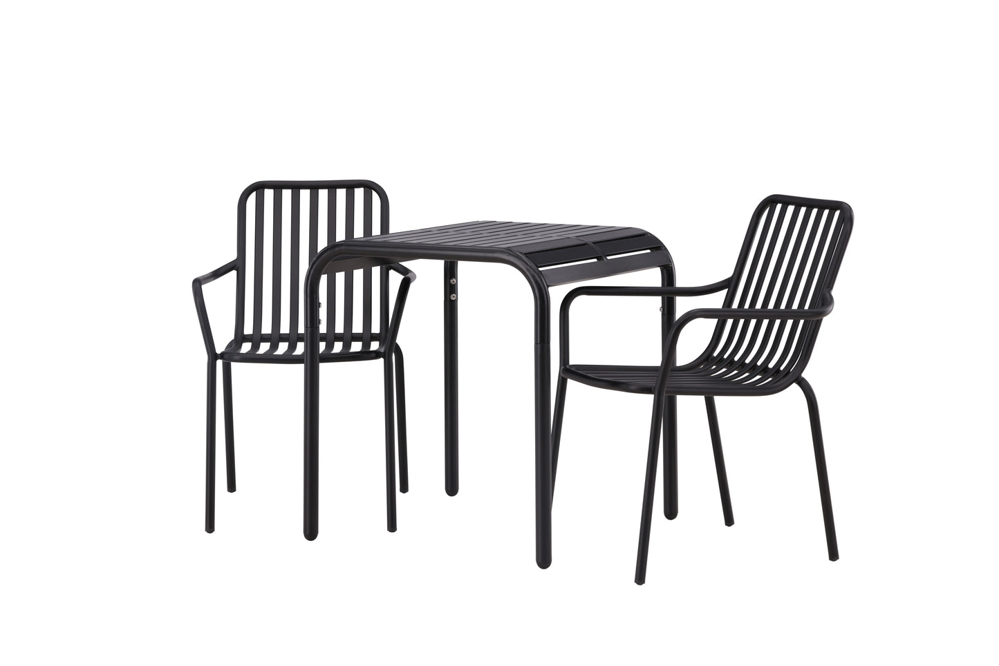 Borneo - Cafébord, Aluminium - Sort / Kvadrat 70*70* + Pekig stol Aluminium - Sort