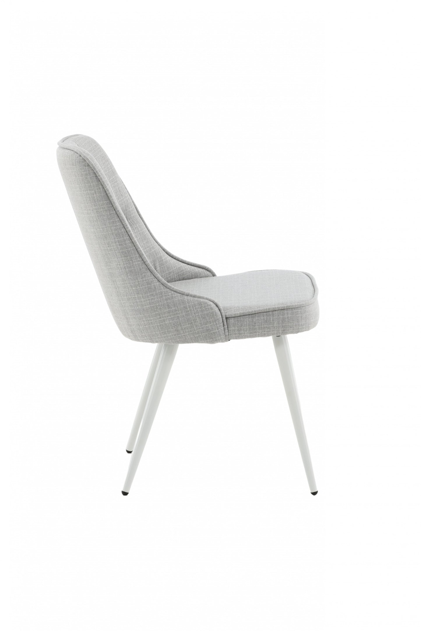 Velour Deluxe Spisebordsstol - Hvide ben - Lysegråt stof