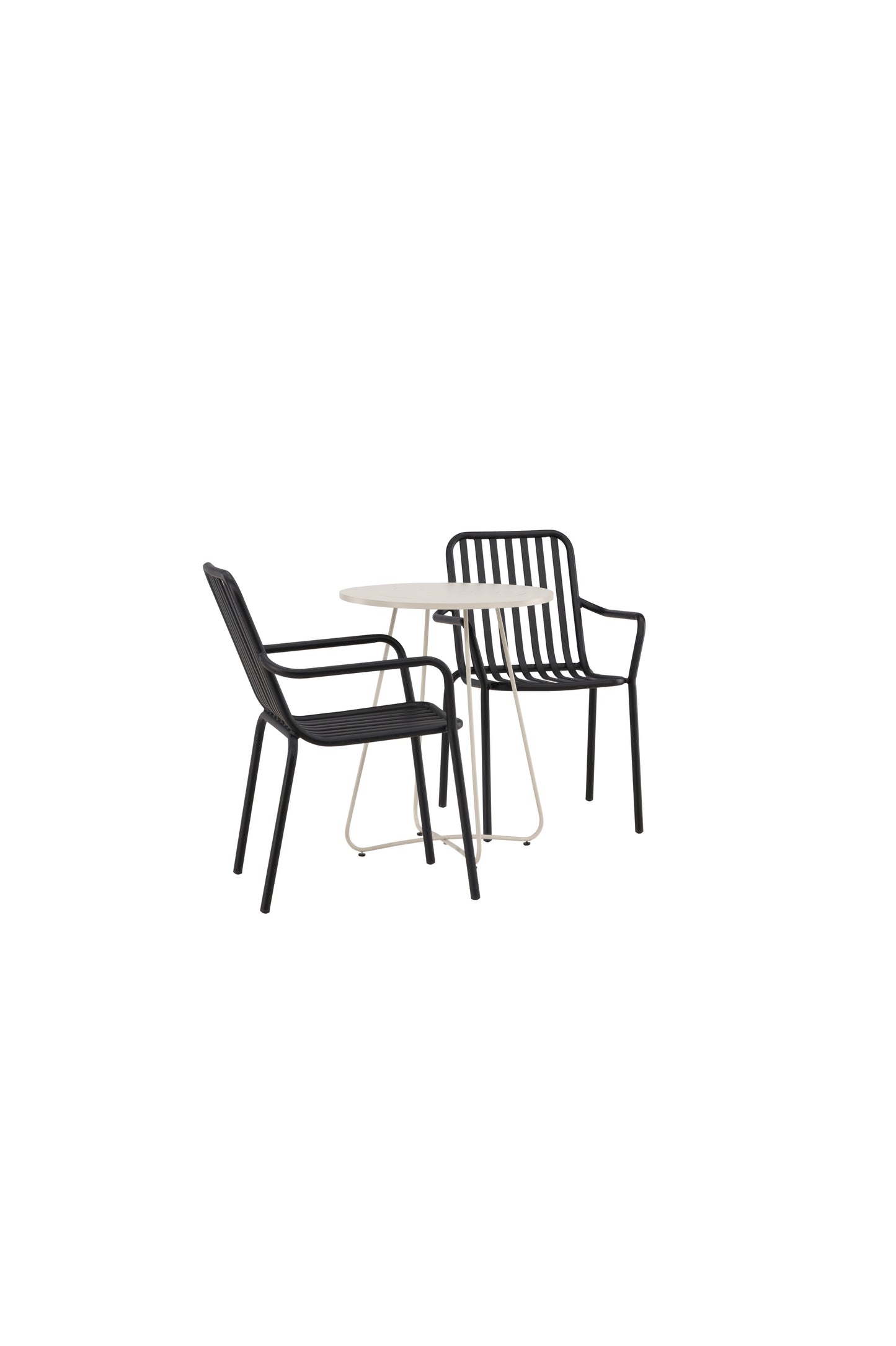 Bacong - Cafébord, Stål - Beige / Rundt ø60** + Pekig stol Aluminium - Sort