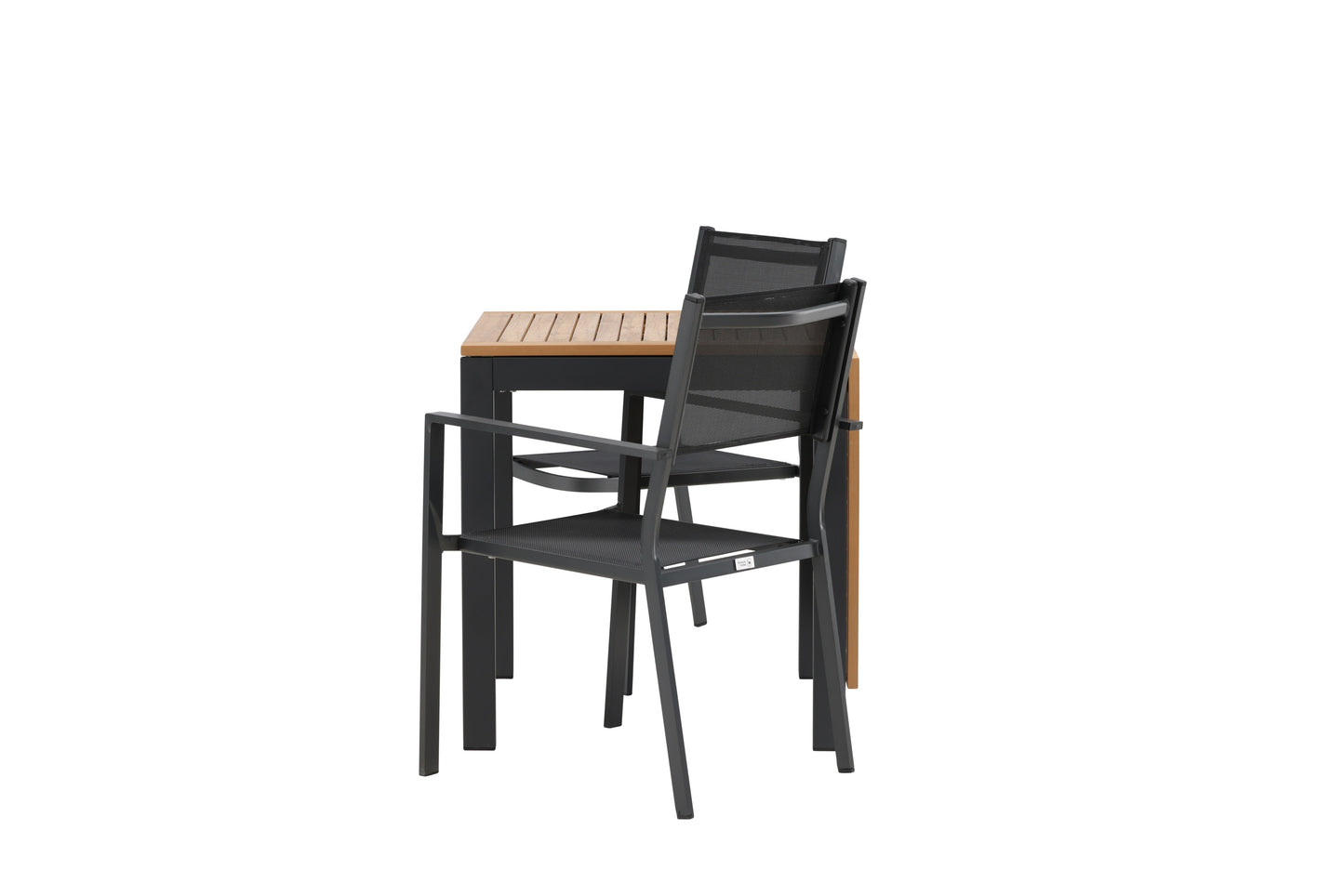 Diego - Cafébord, Aluminium - Sort / Brun Nonwood - Rektangulær 70*70/130* + Copacabana Stabelbar stol - Sort