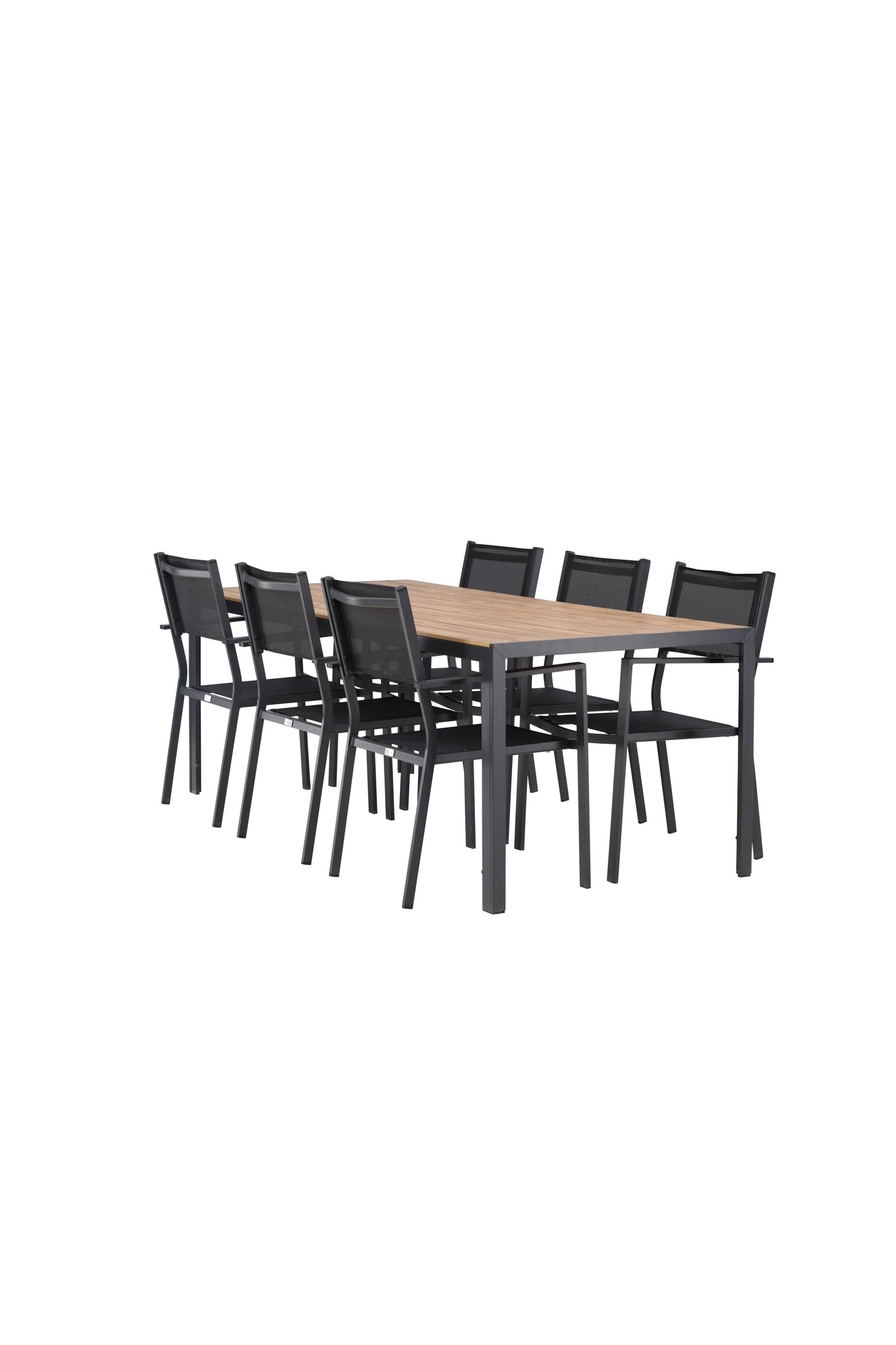 Break - Spisebord, Aluminium - Sort / Natur Rektangulær 90*200* + Copacabana Stabelbar stol - Sort