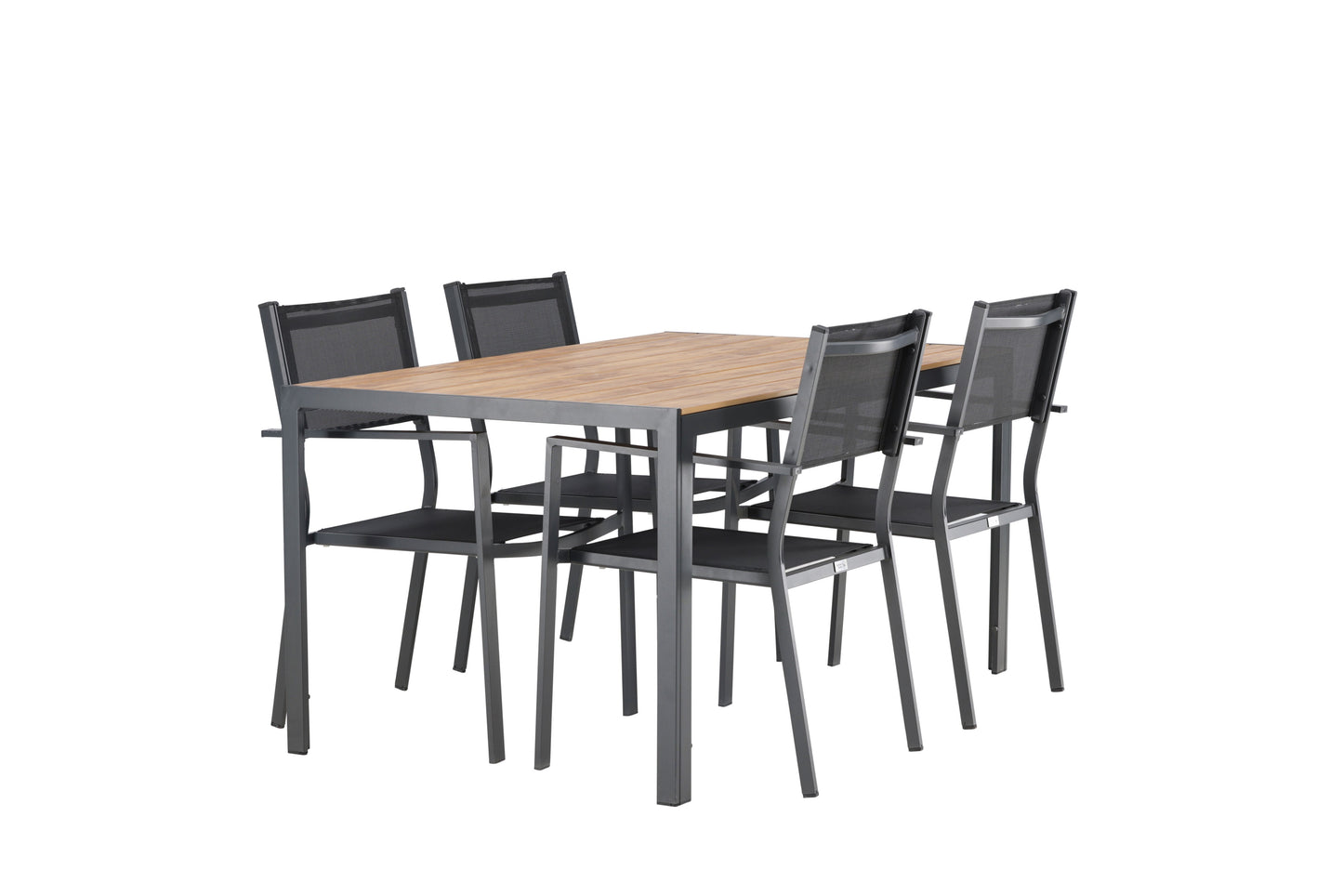 Break - Spisebord, Aluminium - Sort / Natur Rektangulær 90*150* + Copacabana Stabelbar stol - Sort