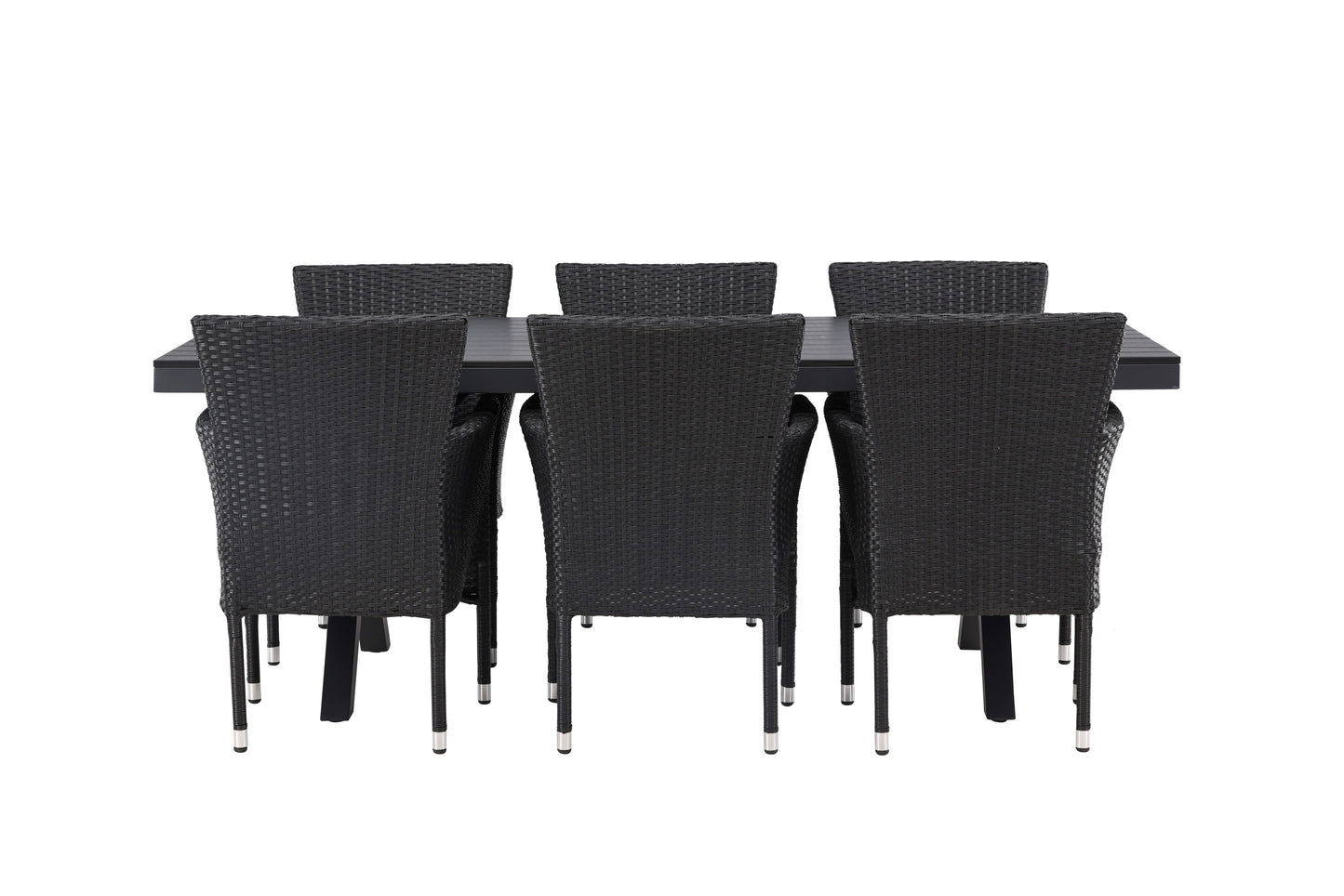 Garcia - Spisebord, Aluminium - Sort / Rektangulær 100*200* + Malia stol Aluminium - Sort / flet