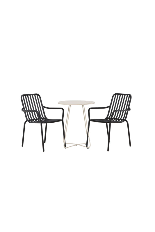 Bacong - Cafébord, Stål - Beige / Rundt ø60** + Pekig stol Aluminium - Sort