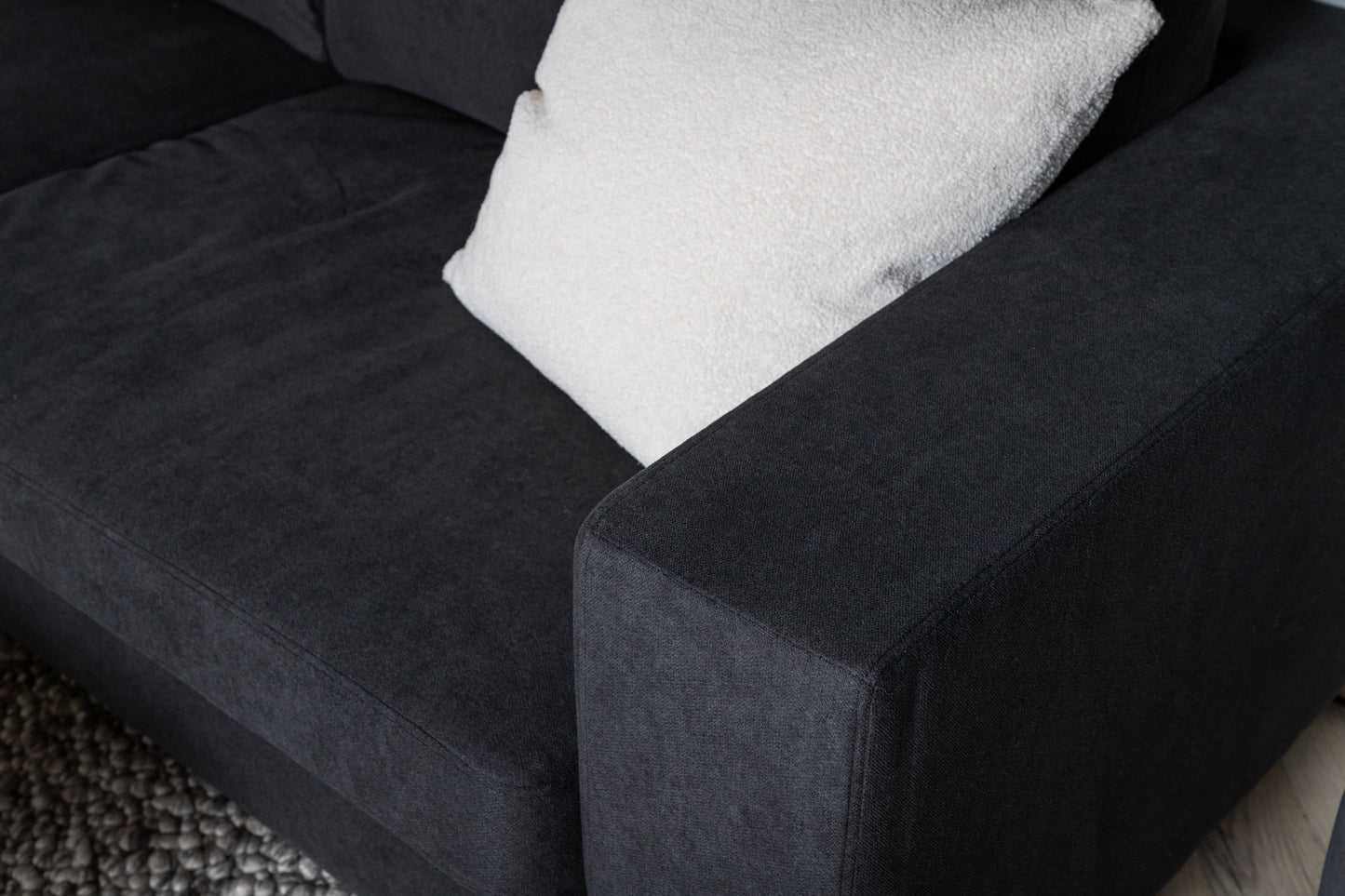 Bolero - Sofa, 3-pers, Sort stof, sorte ben