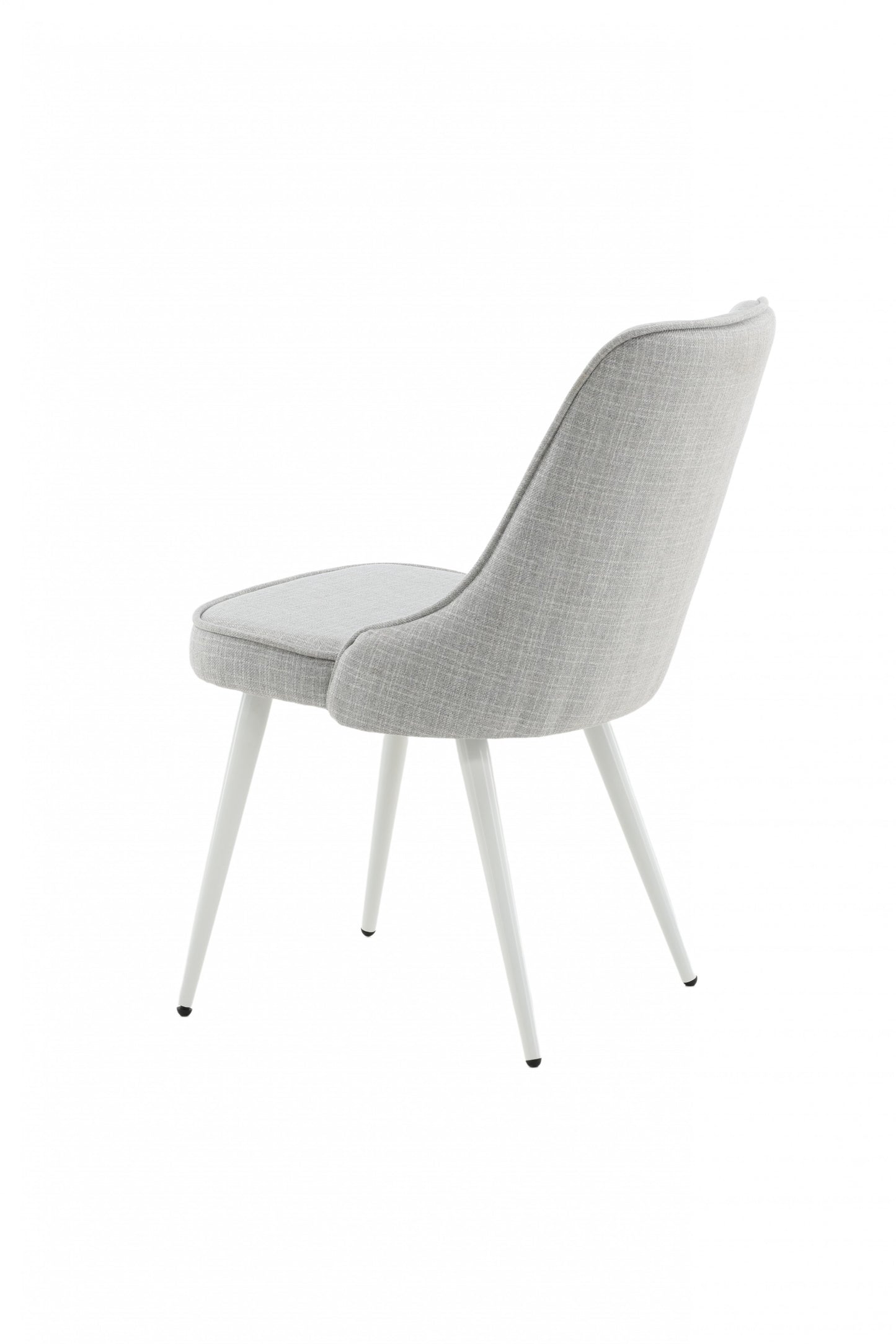 Velour Deluxe Spisebordsstol - Hvide ben - Lysegråt stof