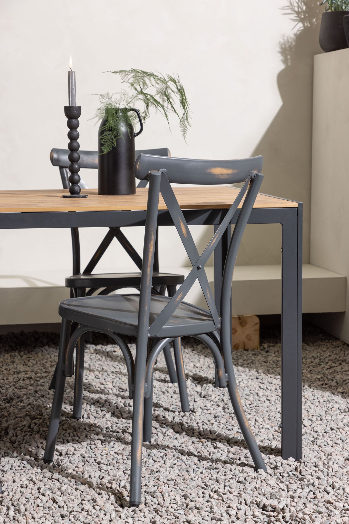 Break - Spisebord, Aluminium - Sort / Natur Rektangulær 90*150* + Tablas stol Aluminium - Sort