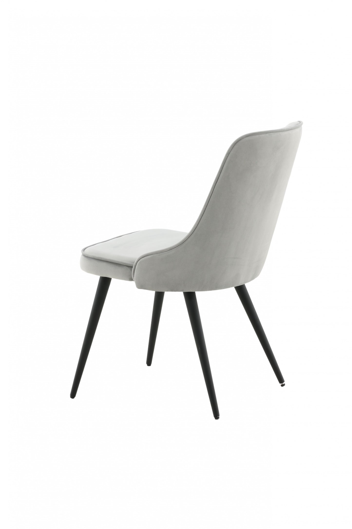 Velour Deluxe Spisebordsstol - Sorte ben / Lysegrå velour