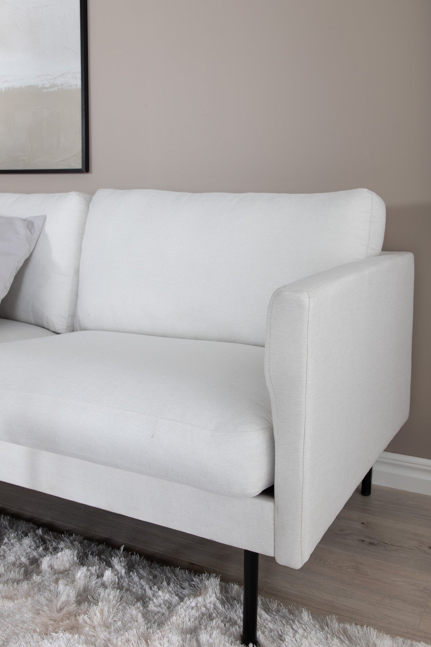Zoom 2 personers sofa - Sort / Lys beige stof