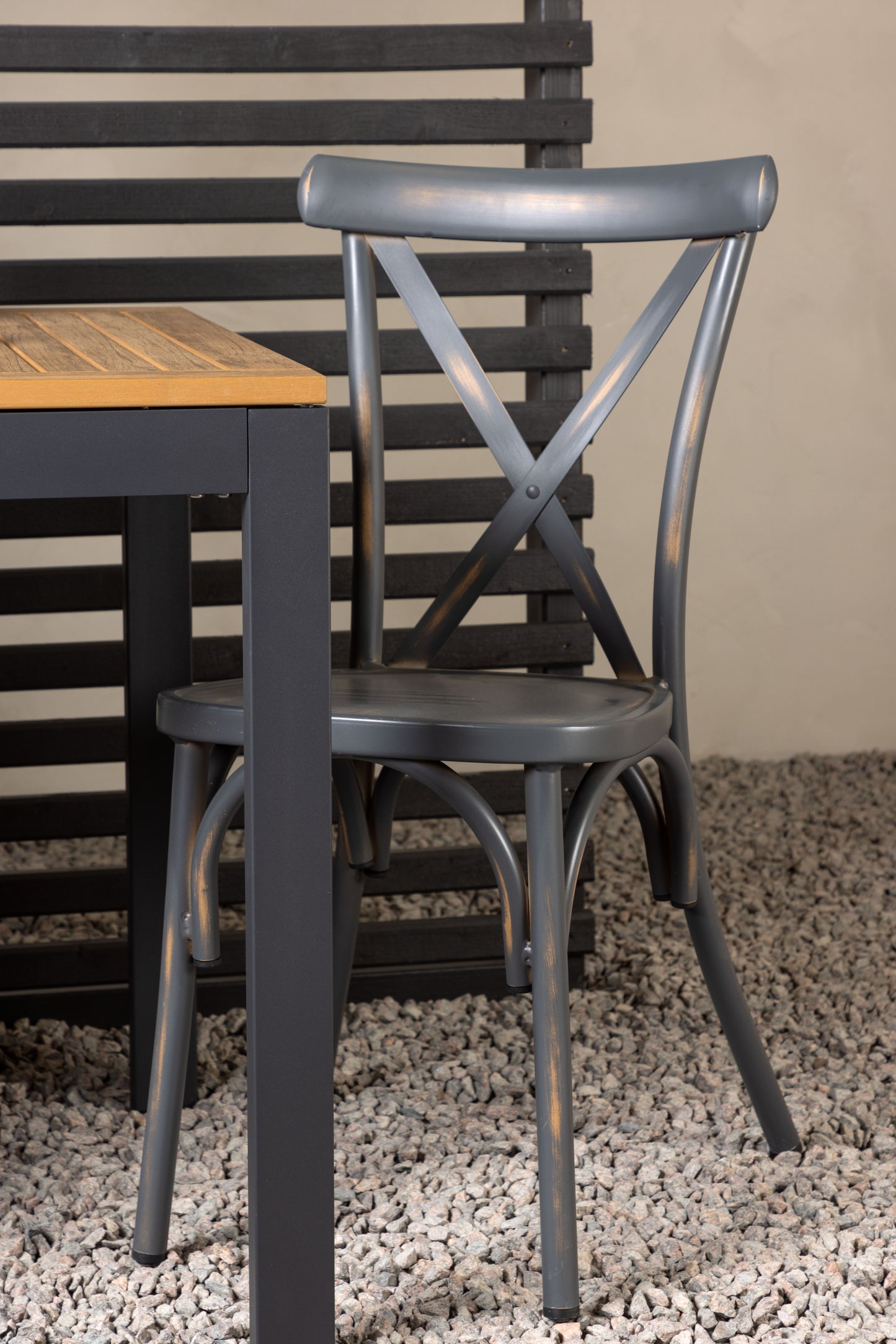 Diego - Cafébord, Aluminium - Sort / Brun Nonwood - Rektangulær 70*70/130* + Tablas stol Aluminium - Sort
