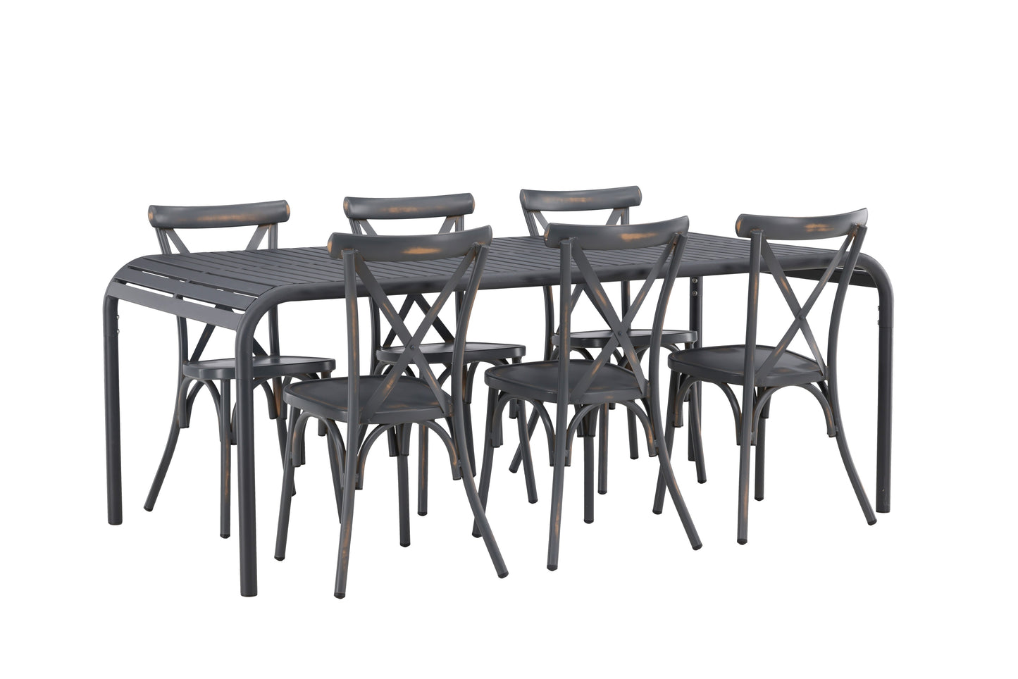 Borneo - Spisebord, Aluminium - Sort / Rektangulær 100*200* + Tablas stol Aluminium - Sort