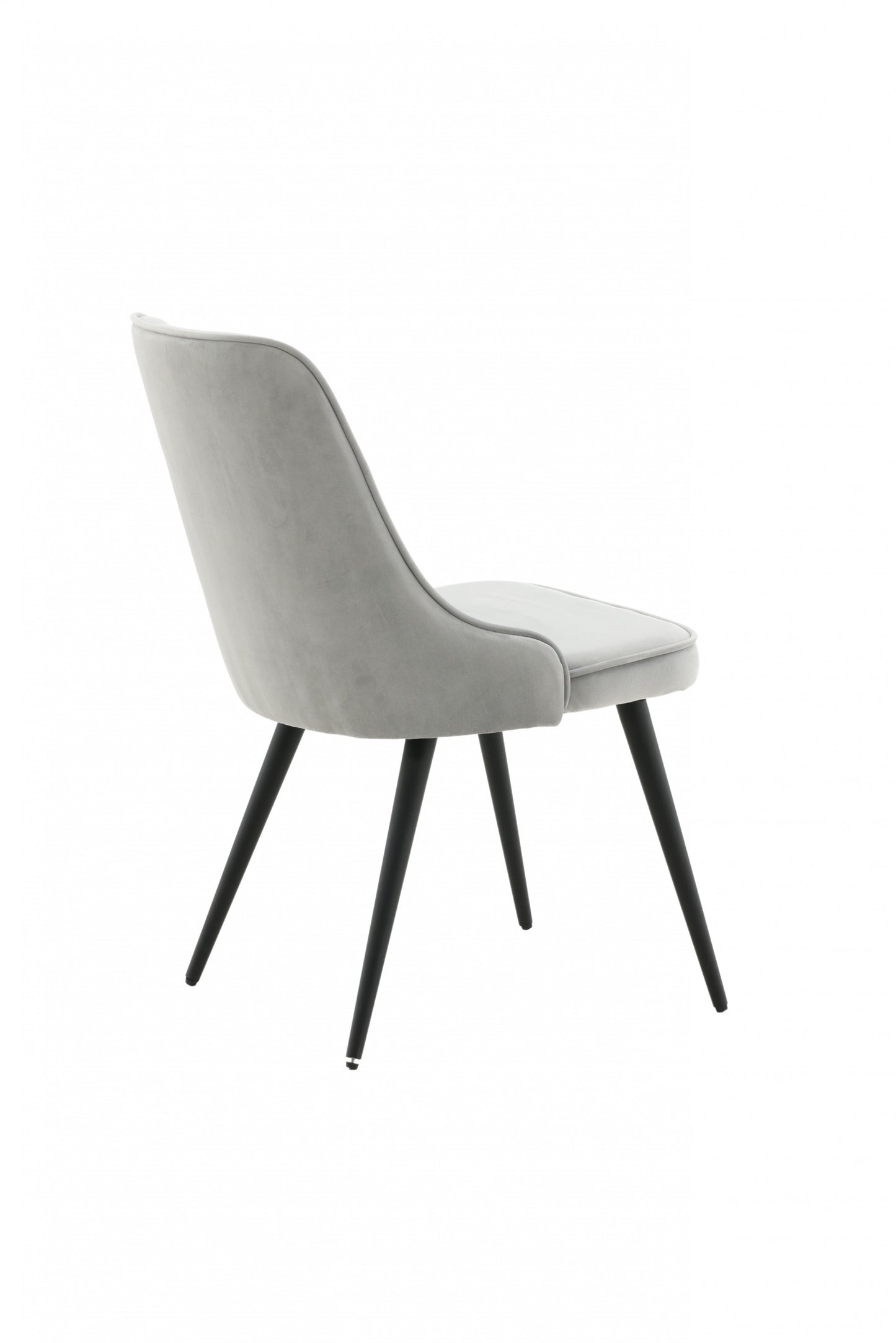 Velour Deluxe Spisebordsstol - Sorte ben / Lysegrå velour