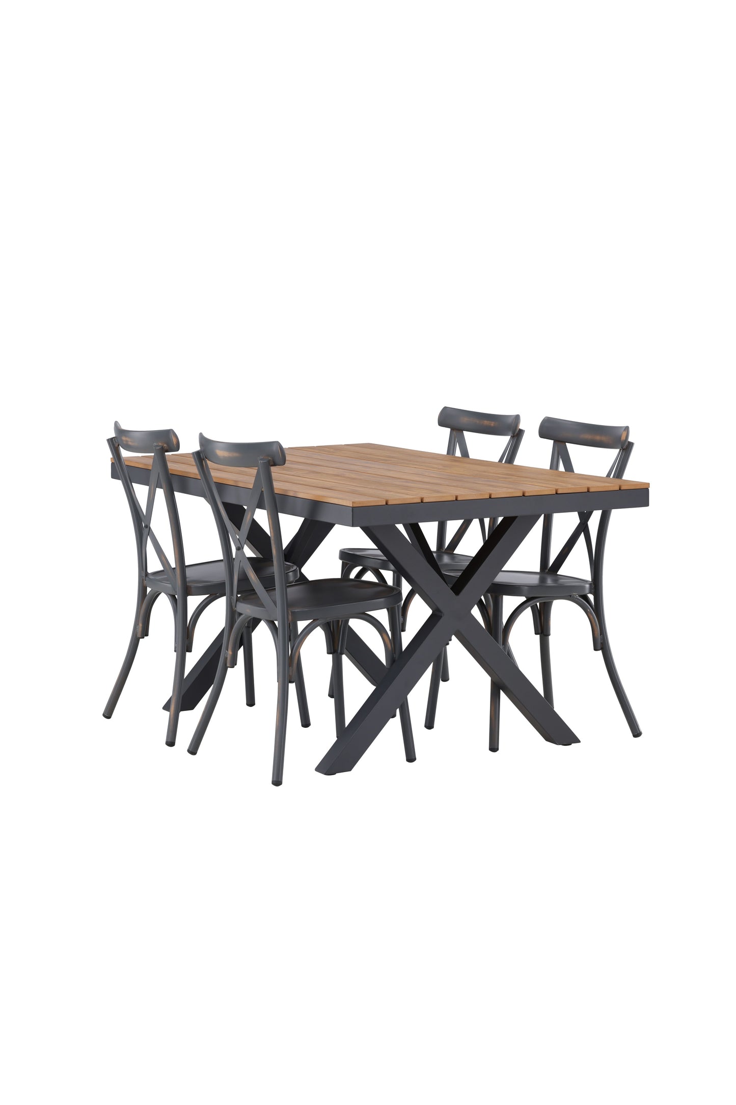 Garcia - Spisebord, Aluminium - Sort / Rektangulær 90*150* + Tablas stol Aluminium - Sort