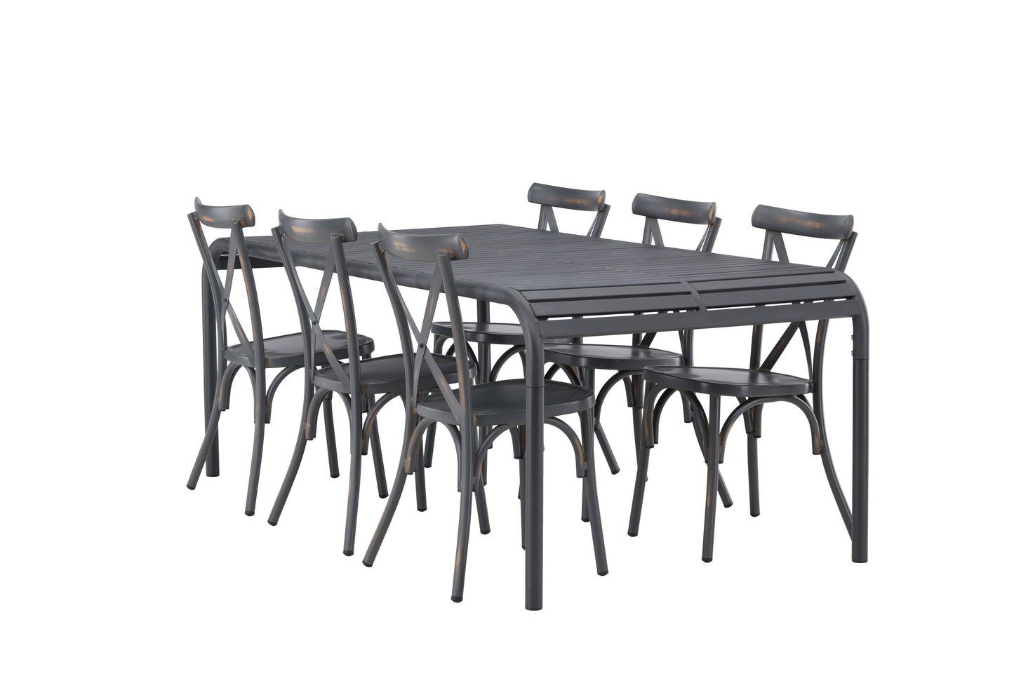 Borneo - Spisebord, Aluminium - Sort / Rektangulær 100*200* + Tablas stol Aluminium - Sort