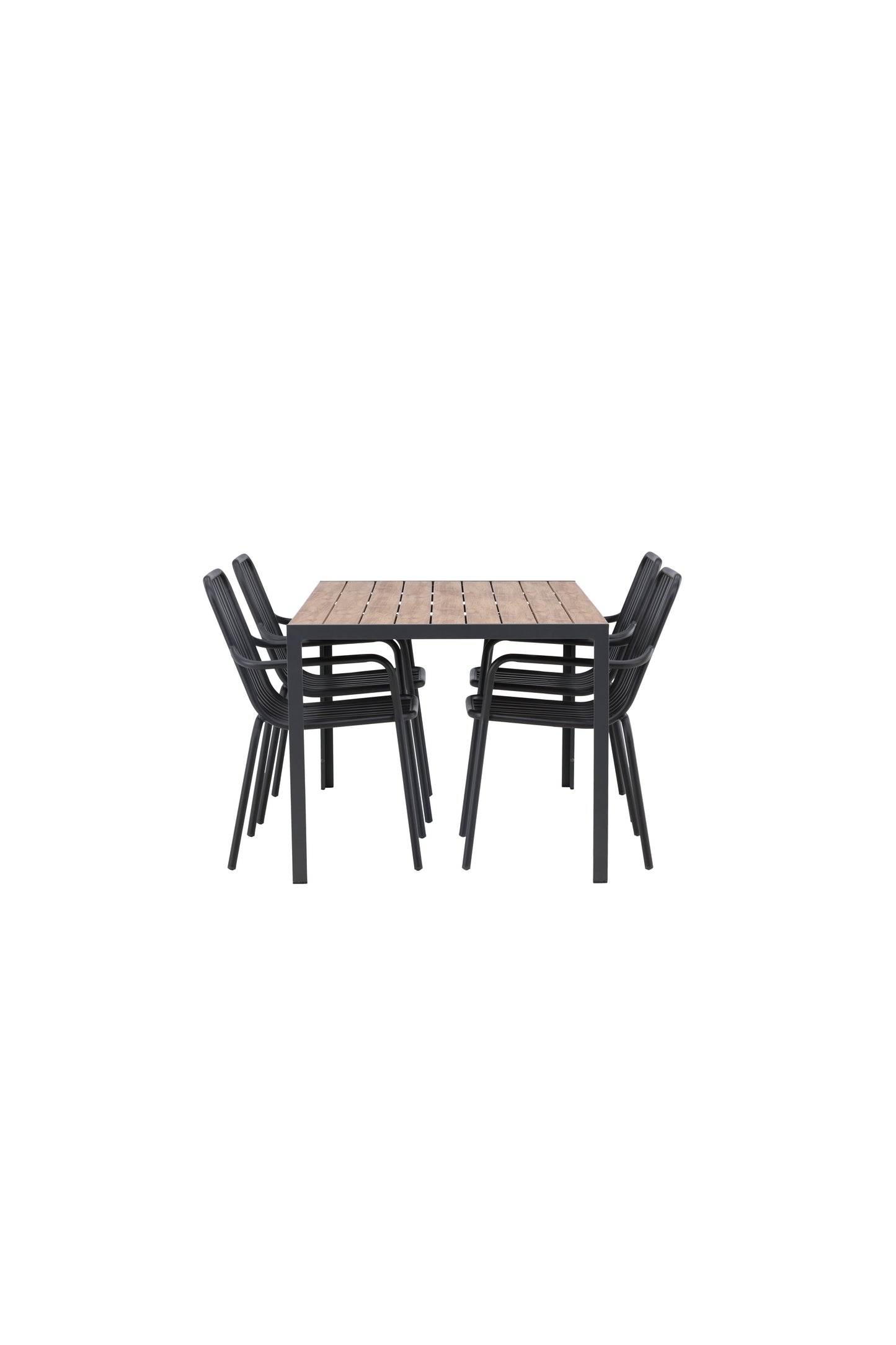Break - Spisebord, Aluminium - Sort / Natur Rektangulær 90*150* + Pekig stol Aluminium - Sort