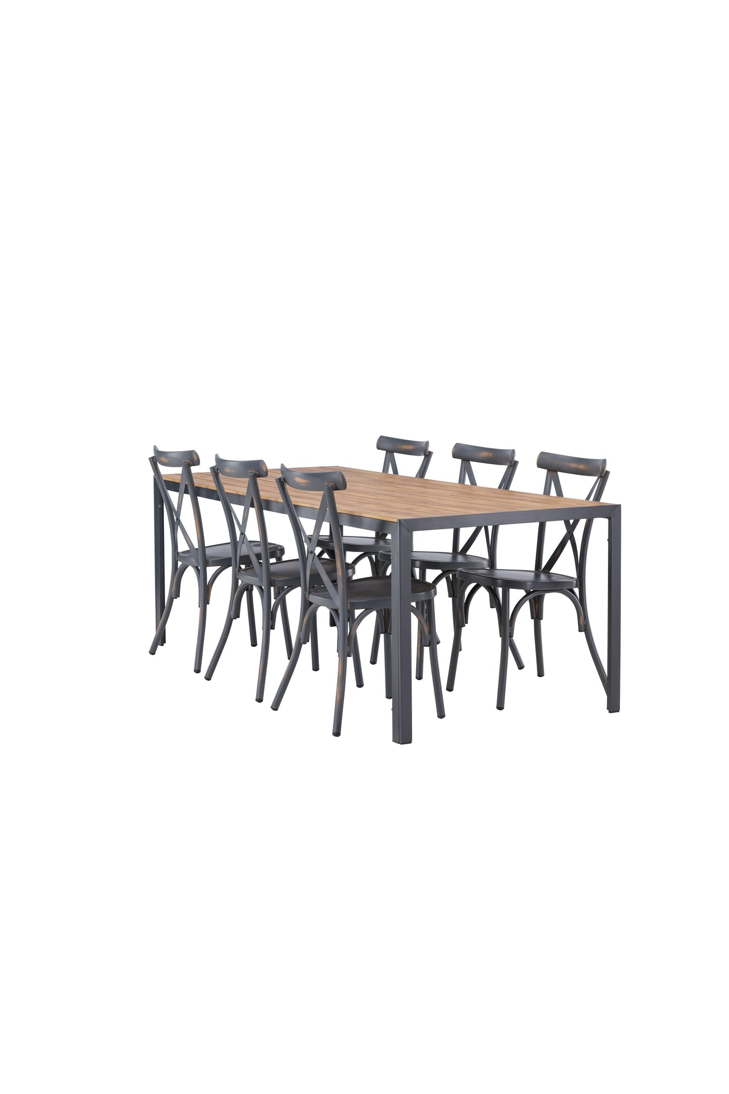 Break - Spisebord, Aluminium - Sort / Natur Rektangulær 90*200* + Tablas stol Aluminium - Sort
