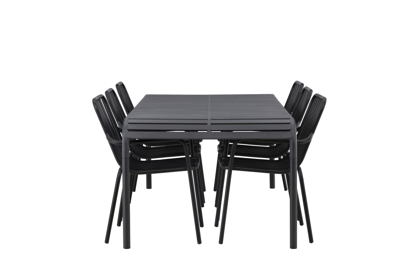 Borneo - Spisebord, Aluminium - Sort / Rektangulær 100*200* + Pekig stol Aluminium - Sort