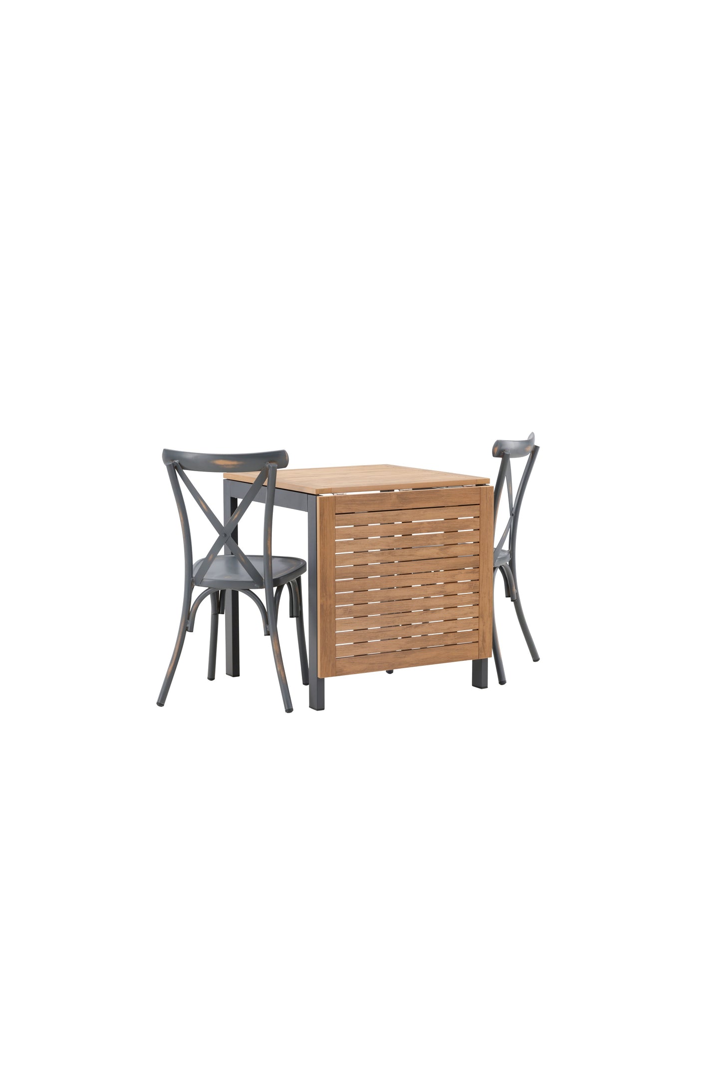 Diego - Cafébord, Aluminium - Sort / Brun Nonwood - Rektangulær 70*70/130* + Tablas stol Aluminium - Sort