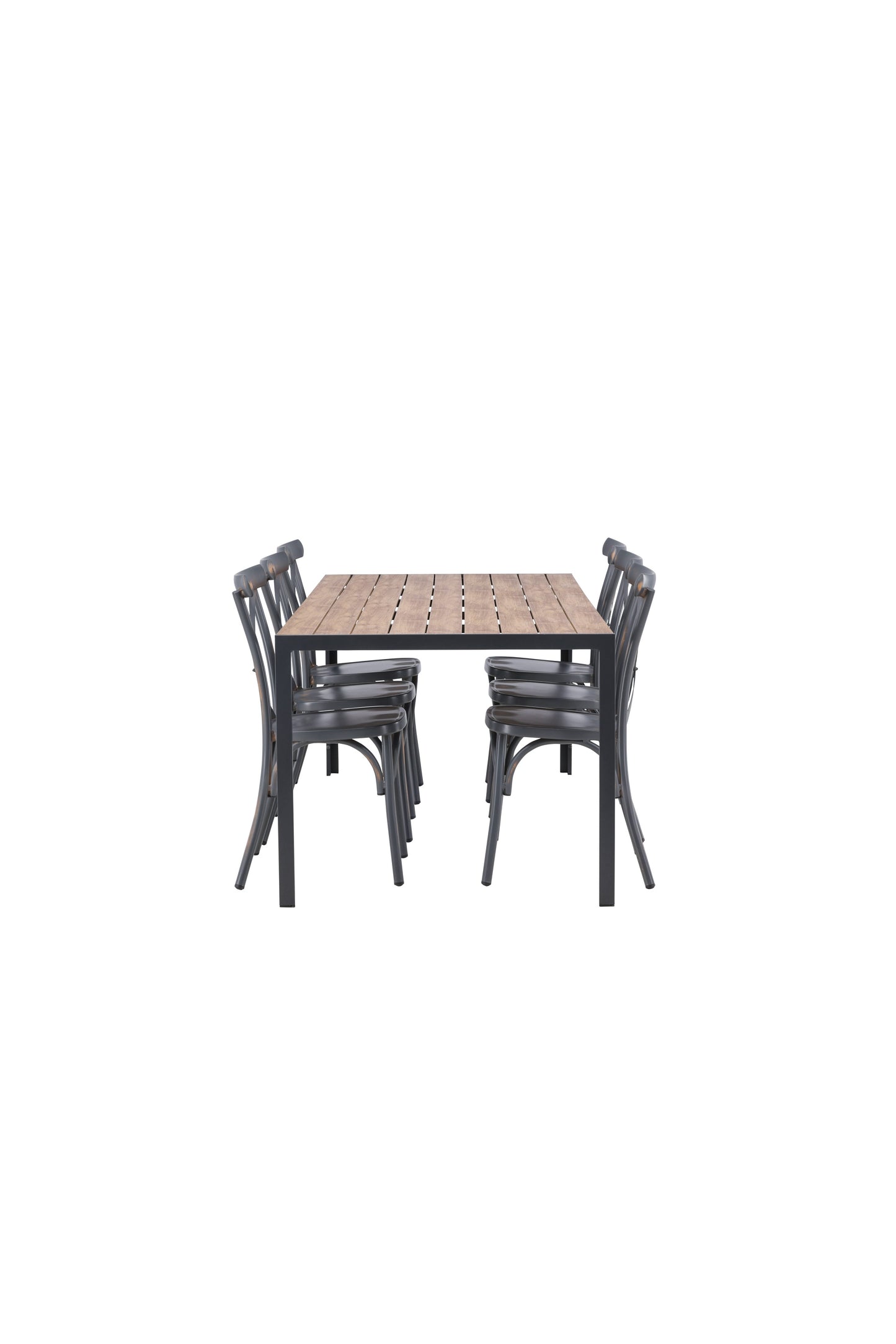 Break - Spisebord, Aluminium - Sort / Natur Rektangulær 90*200* + Tablas stol Aluminium - Sort