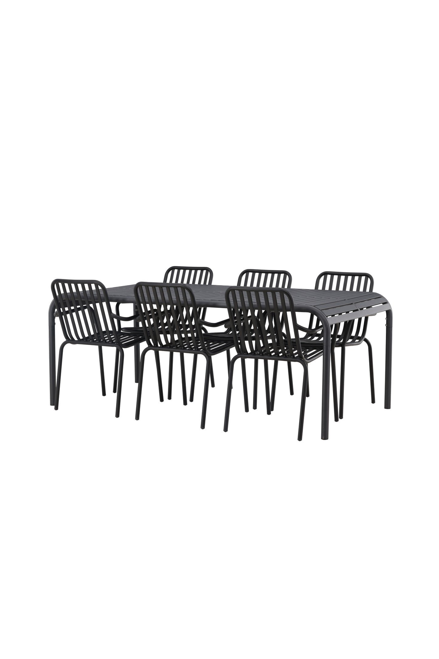 Borneo - Spisebord, Aluminium - Sort / Rektangulær 100*200* + Pekig stol Aluminium - Sort