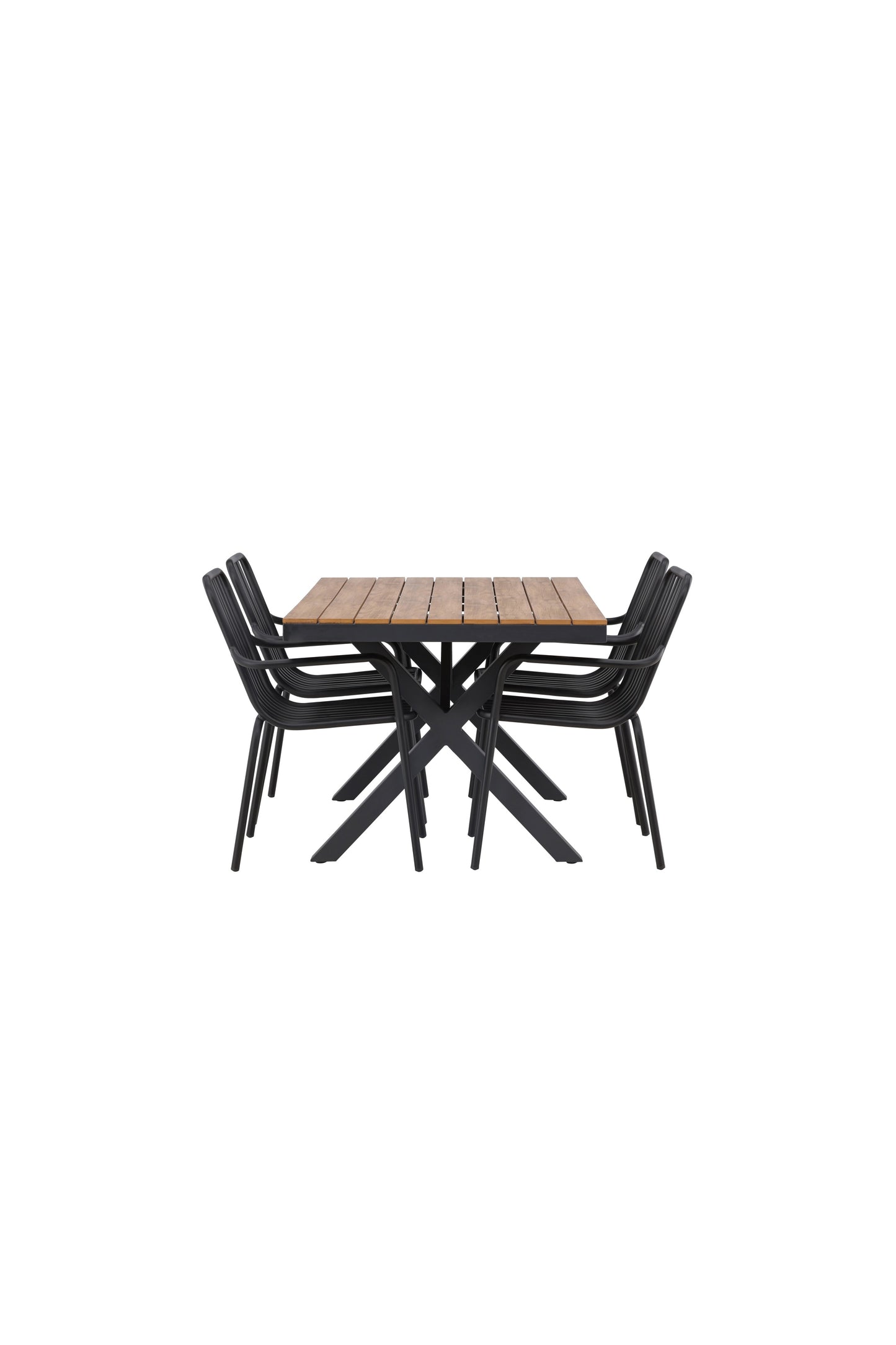 Garcia - Spisebord, Aluminium - Sort / Rektangulær 90*150* + Pekig stol Aluminium - Sort