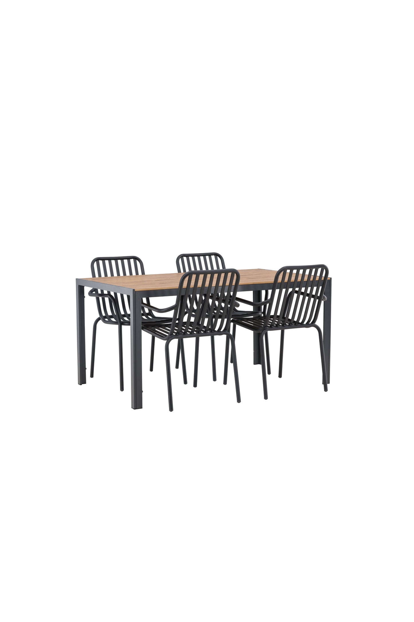 Break - Spisebord, Aluminium - Sort / Natur Rektangulær 90*150* + Pekig stol Aluminium - Sort
