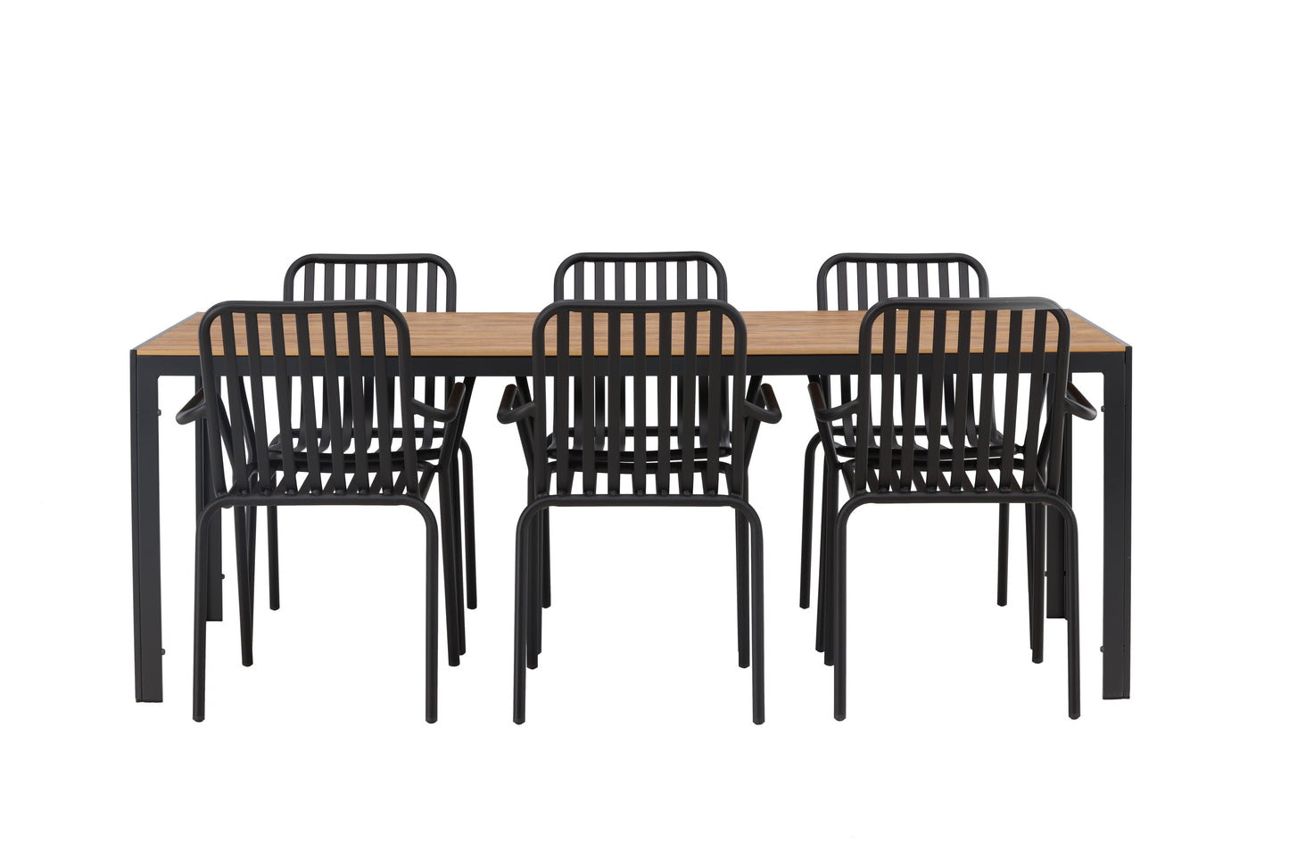 Break - Spisebord, Aluminium - Sort / Natur Rektangulær 90*200* + Pekig stol Aluminium - Sort