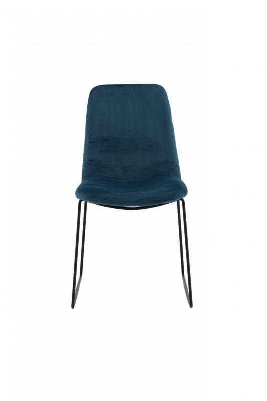 Muce Spisebordsstol - Sorte ben - Blå Velour