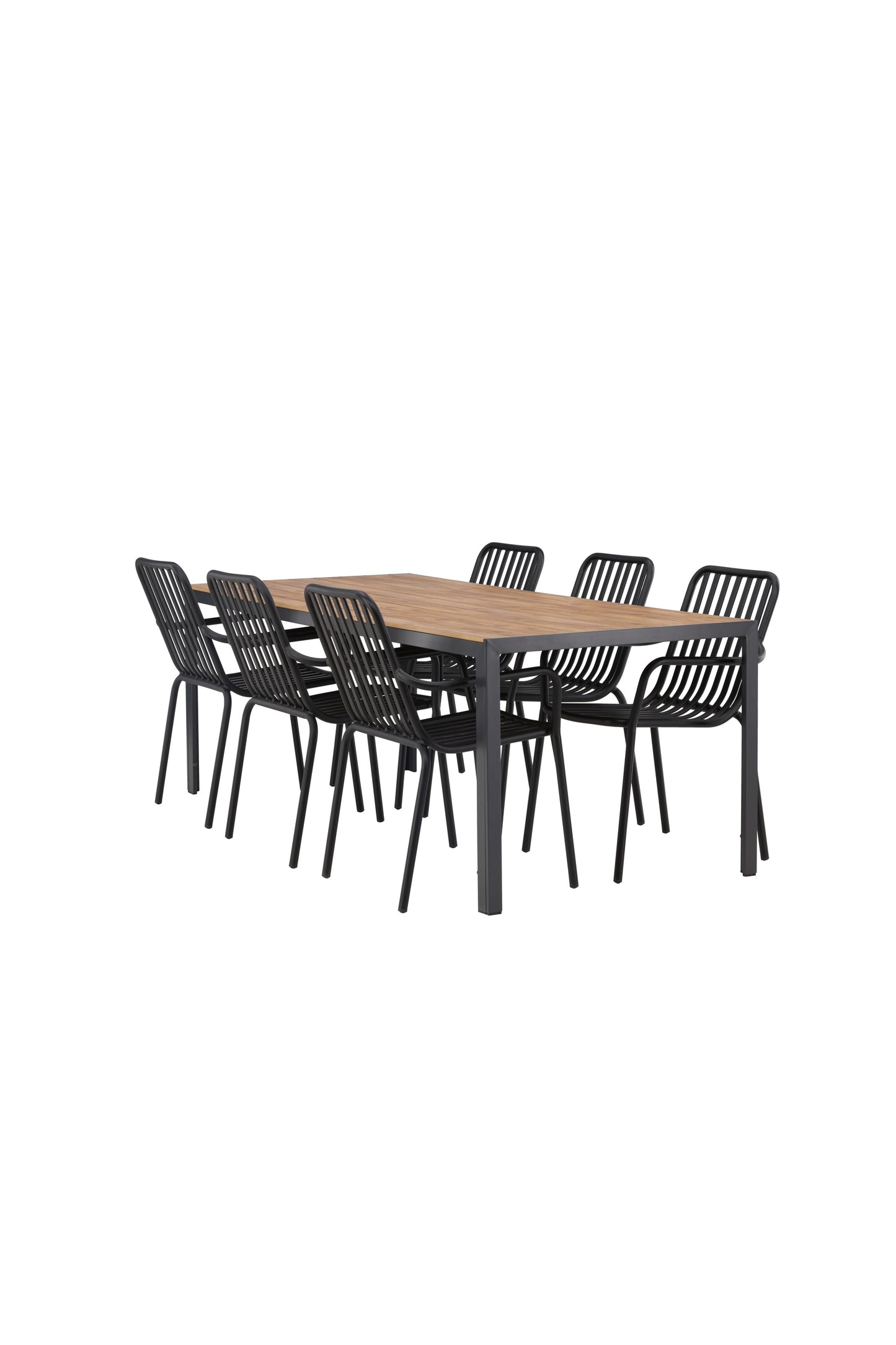 Break - Spisebord, Aluminium - Sort / Natur Rektangulær 90*200* + Pekig stol Aluminium - Sort