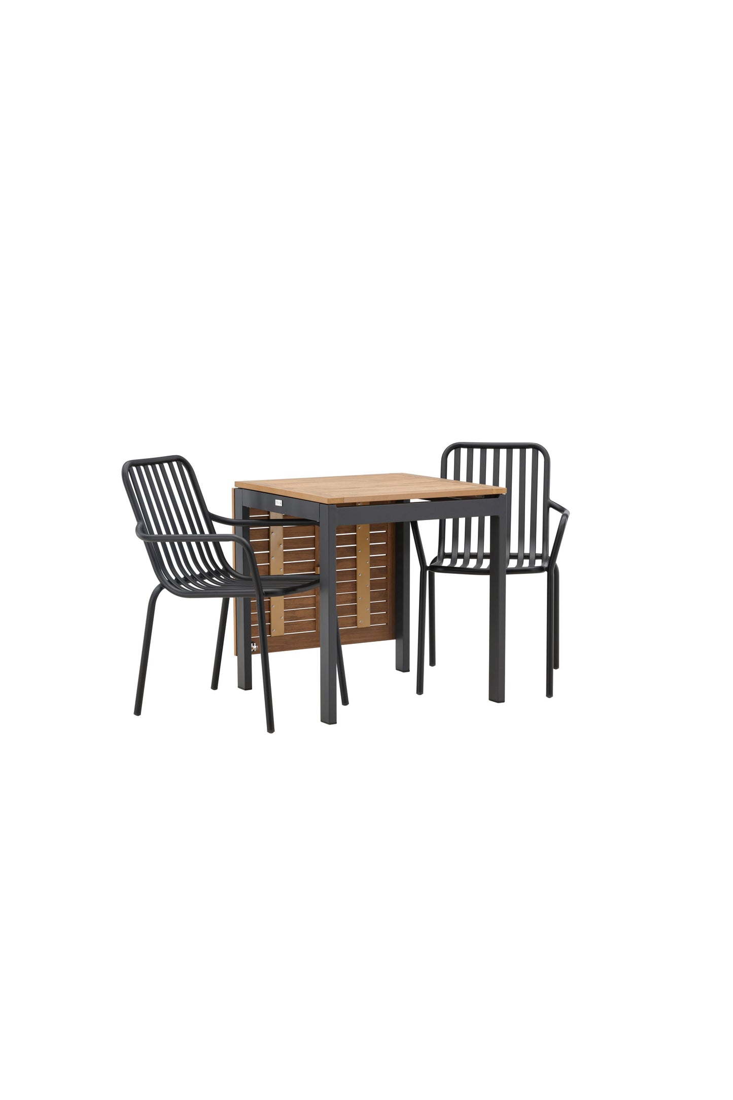 Diego - Cafébord, Aluminium - Sort / Brun Nonwood - Rektangulær 70*70/130* + Pekig stol Aluminium - Sort