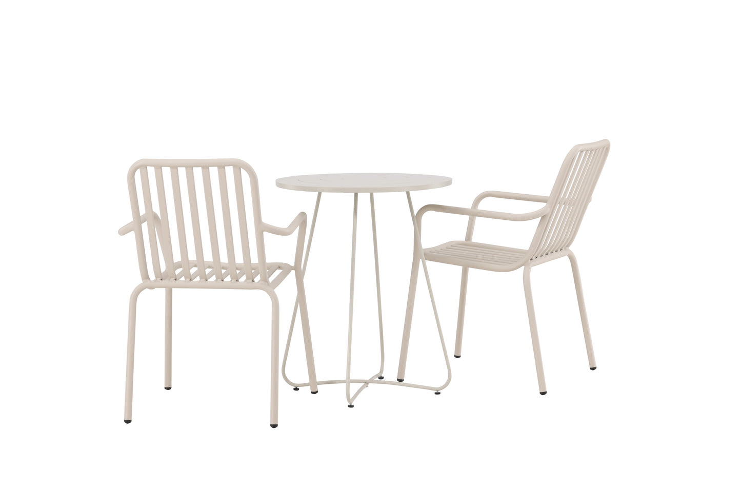 Bacong - Cafébord, Stål - Beige / Rundt ø60** + Pekig stol Aluminium - Beige